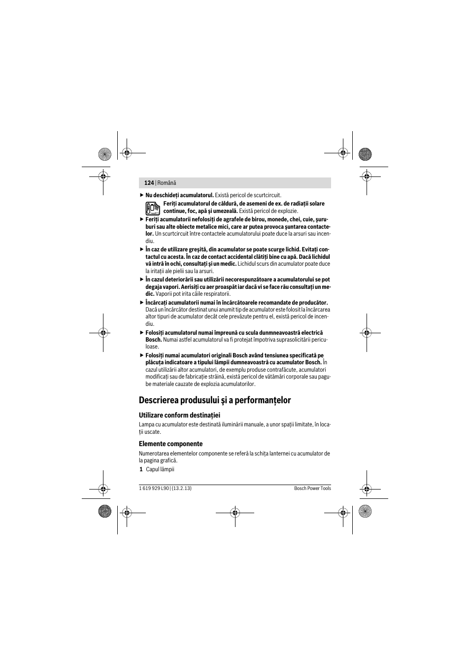 Descrierea produsului şi a performanţelor | Bosch PLI 10,8 LI User Manual | Page 124 / 179