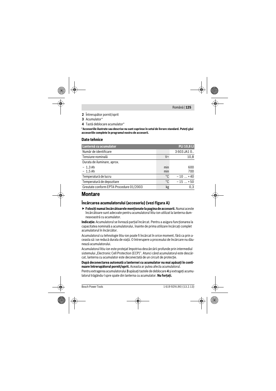 Montare | Bosch PLI 10,8 LI User Manual | Page 125 / 179