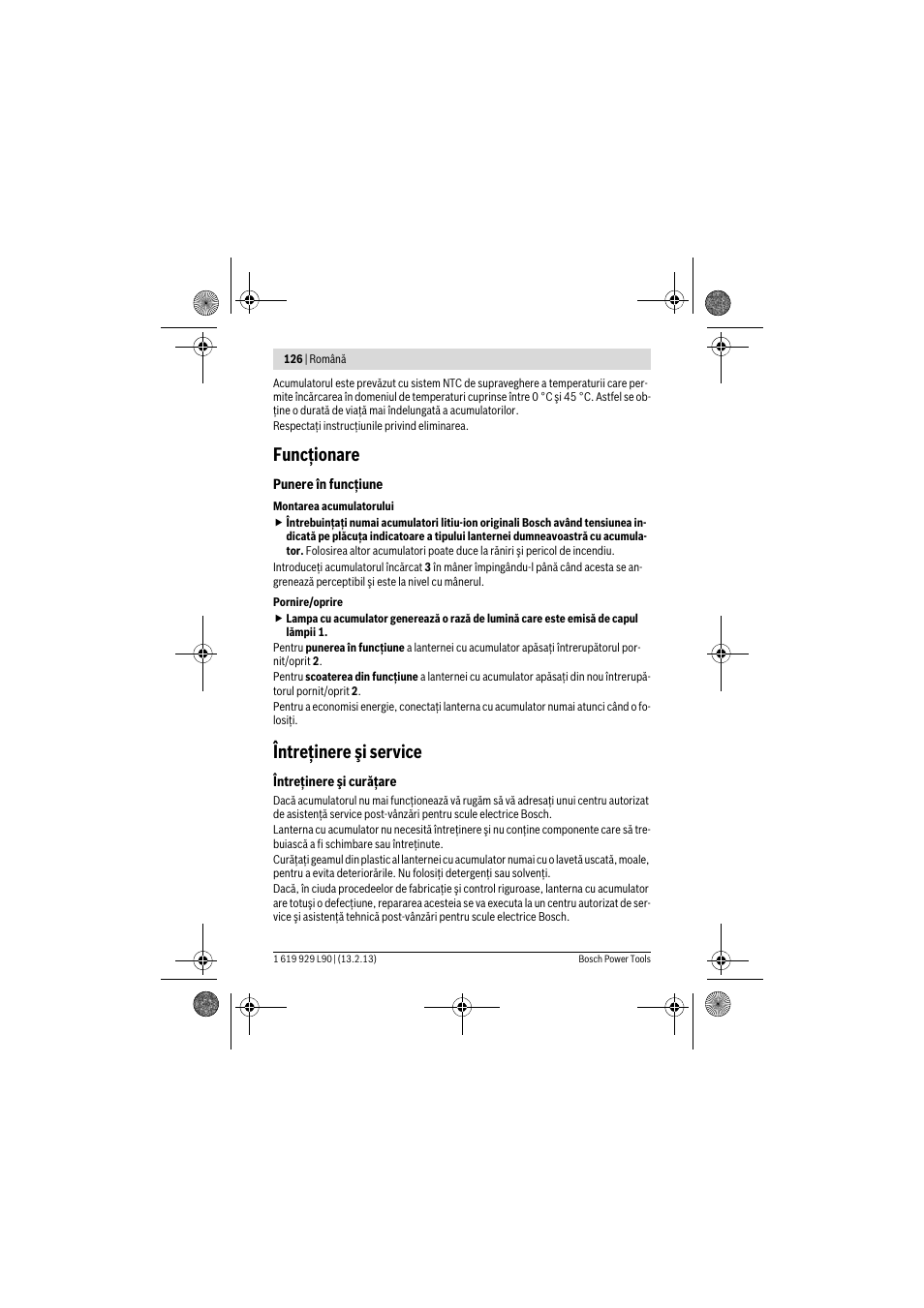Funcţionare, Întreţinere şi service | Bosch PLI 10,8 LI User Manual | Page 126 / 179