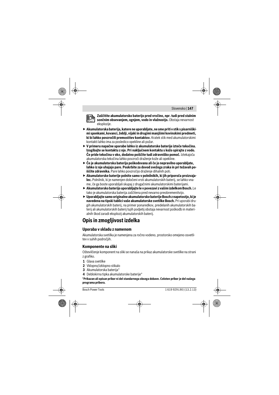 Opis in zmogljivost izdelka | Bosch PLI 10,8 LI User Manual | Page 147 / 179