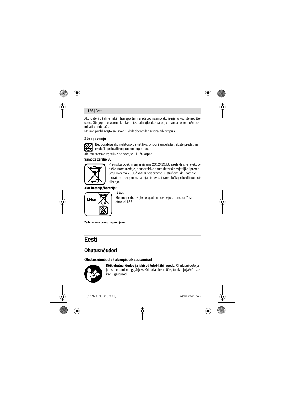 Eesti, Ohutusnõuded | Bosch PLI 10,8 LI User Manual | Page 156 / 179