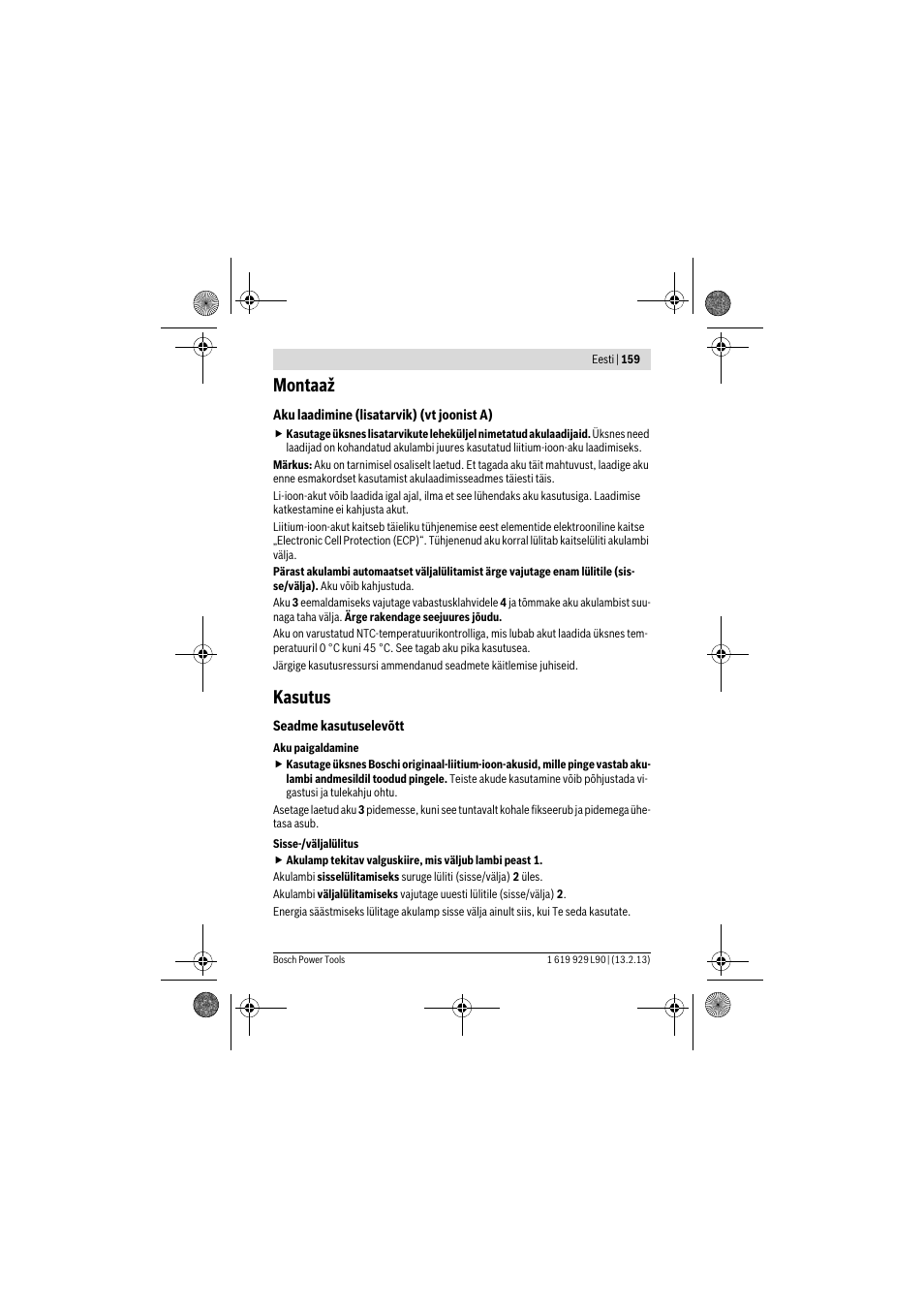 Montaaž, Kasutus | Bosch PLI 10,8 LI User Manual | Page 159 / 179