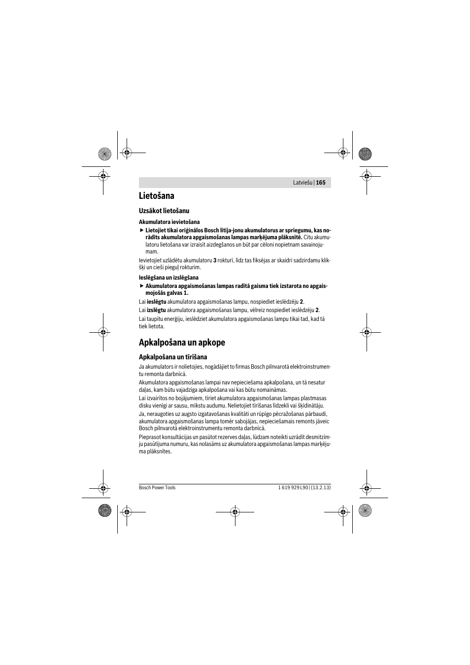 Lietošana, Apkalpošana un apkope | Bosch PLI 10,8 LI User Manual | Page 165 / 179