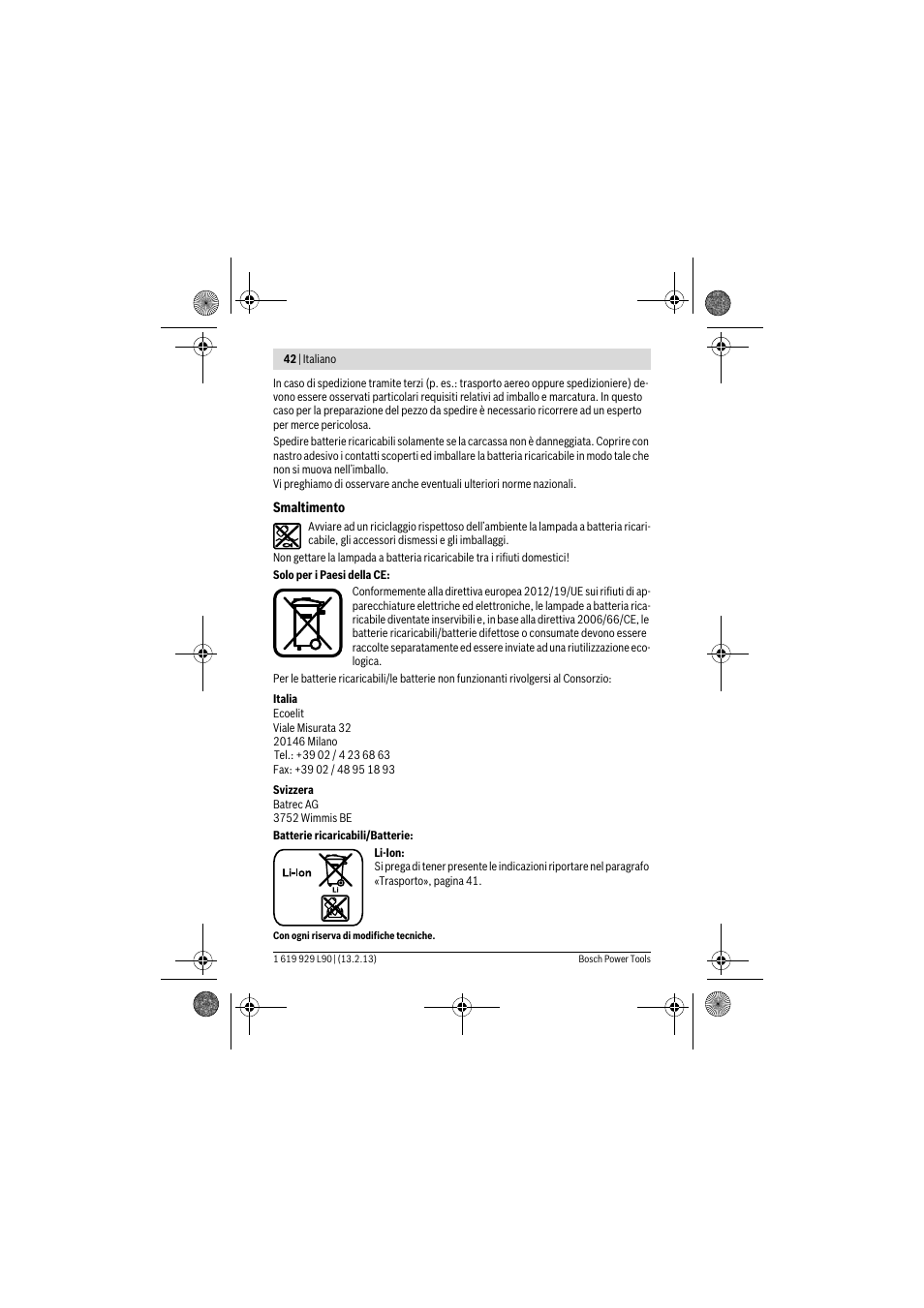 Bosch PLI 10,8 LI User Manual | Page 42 / 179