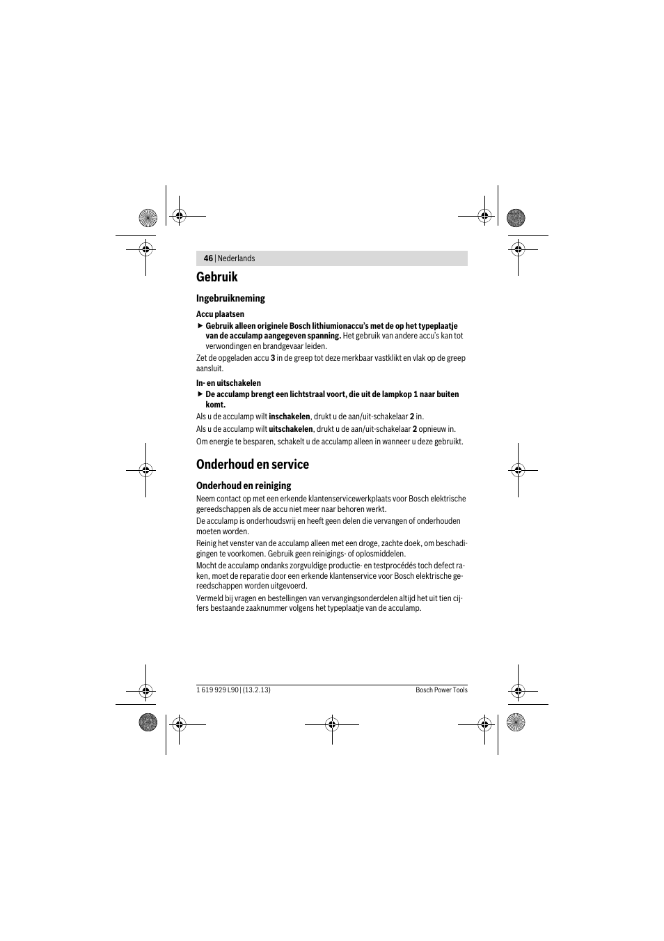 Gebruik, Onderhoud en service | Bosch PLI 10,8 LI User Manual | Page 46 / 179