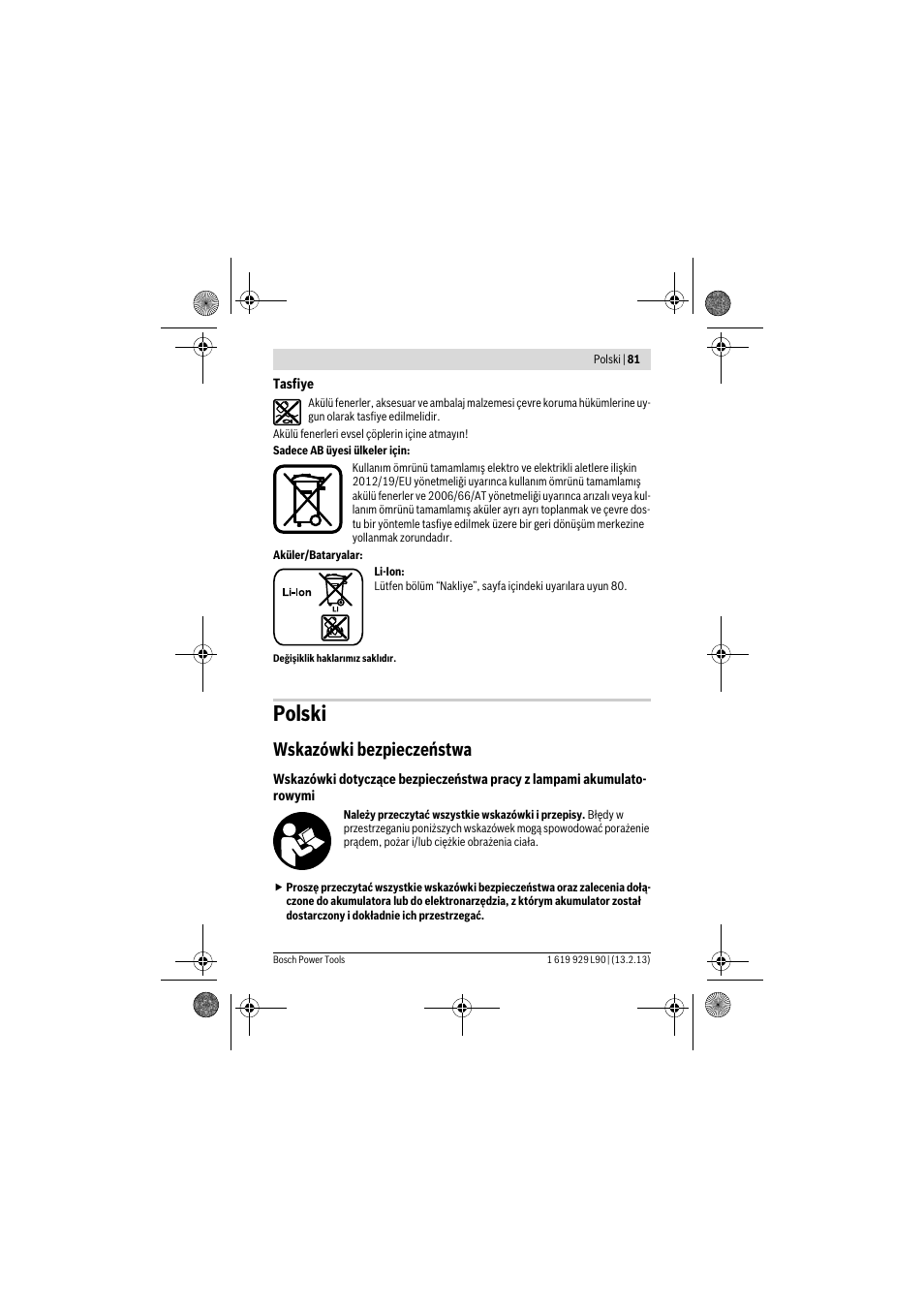 Polski, Wskazówki bezpieczeństwa | Bosch PLI 10,8 LI User Manual | Page 81 / 179