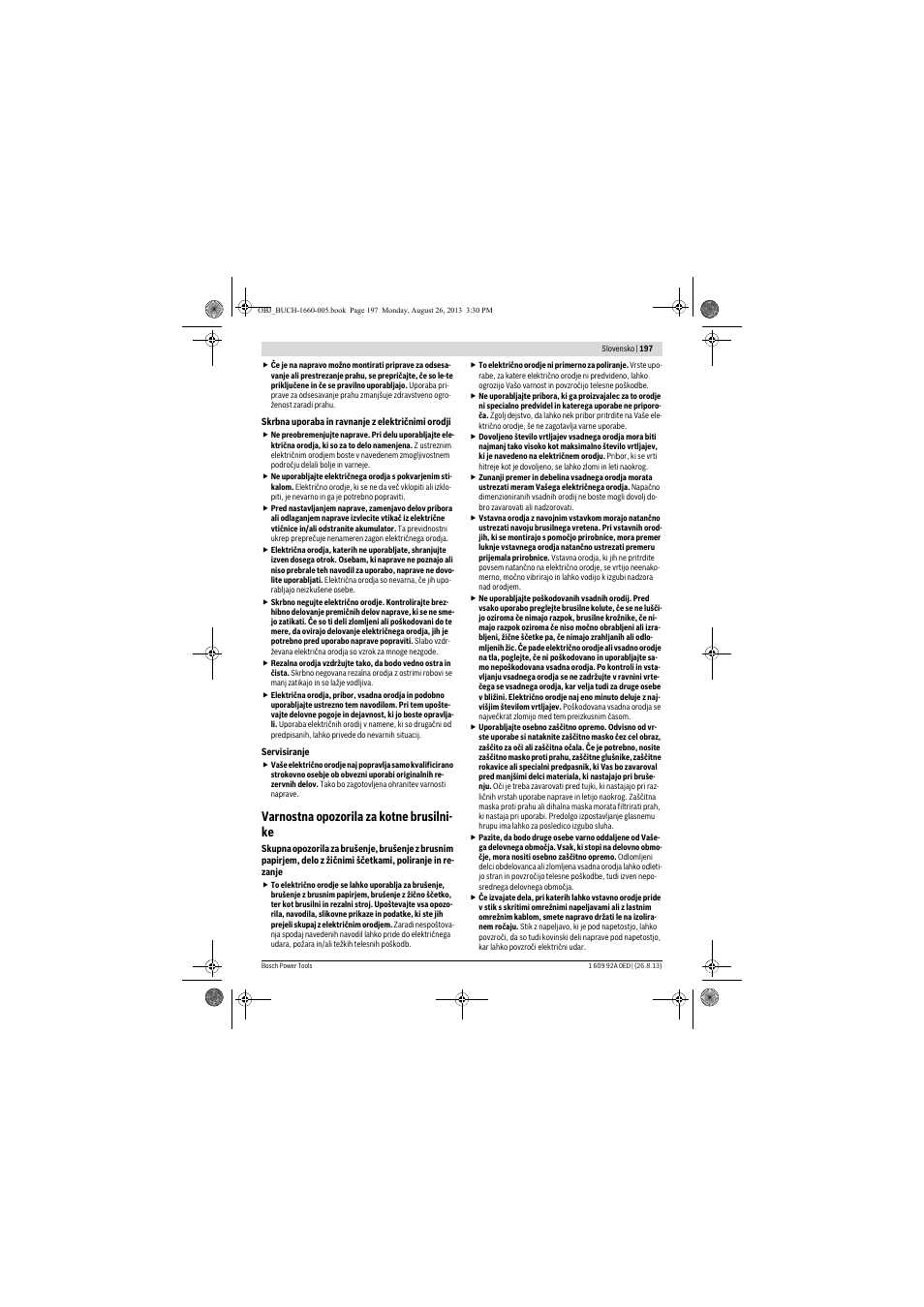 Varnostna opozorila za kotne brusilni- ke | Bosch GWS 15-125 CIEP Professional User Manual | Page 197 / 271
