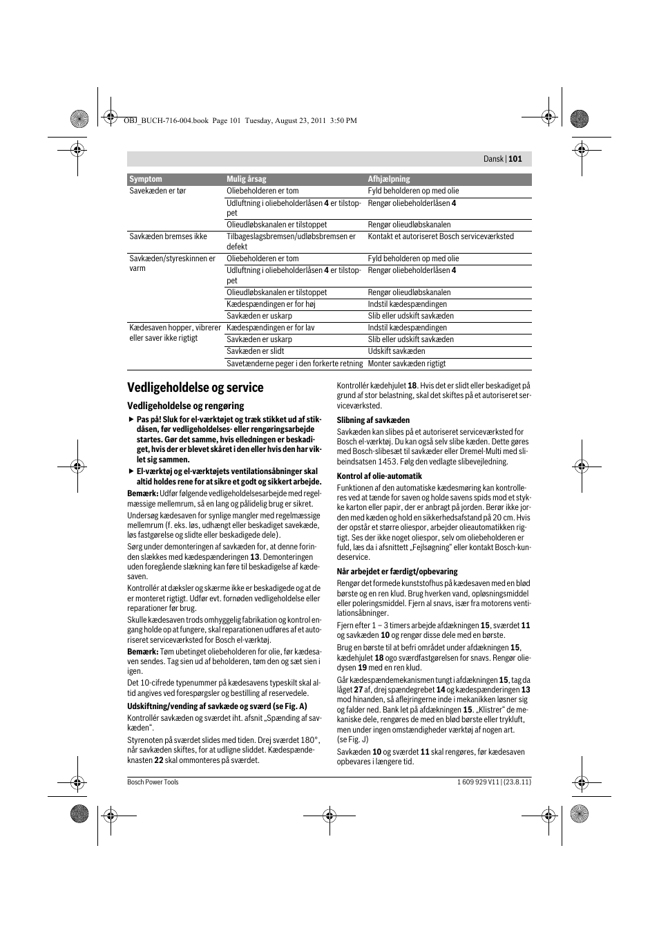 Vedligeholdelse og service | Bosch GKE 35 BCE Professional User Manual | Page 101 / 320