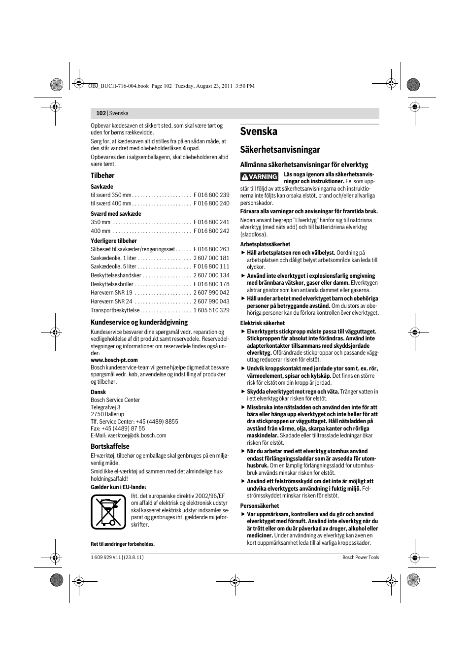 Svenska, Säkerhetsanvisningar | Bosch GKE 35 BCE Professional User Manual | Page 102 / 320