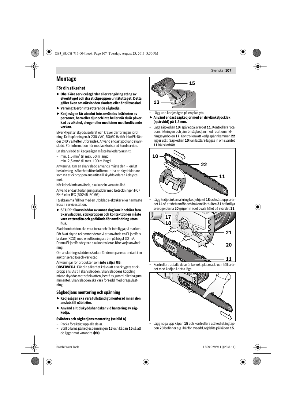 Montage | Bosch GKE 35 BCE Professional User Manual | Page 107 / 320