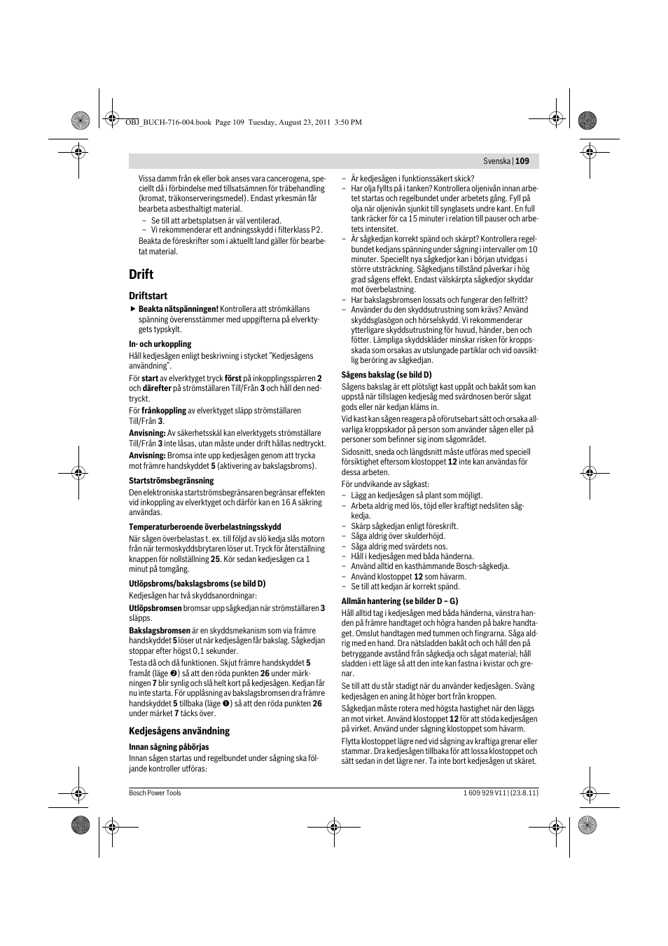 Drift | Bosch GKE 35 BCE Professional User Manual | Page 109 / 320
