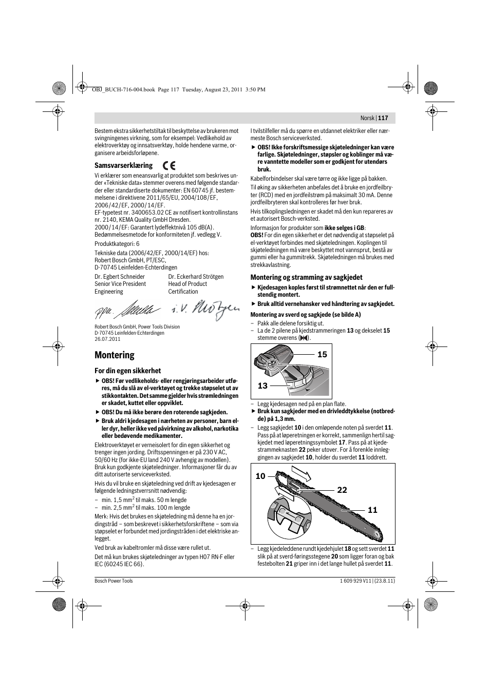 Montering | Bosch GKE 35 BCE Professional User Manual | Page 117 / 320