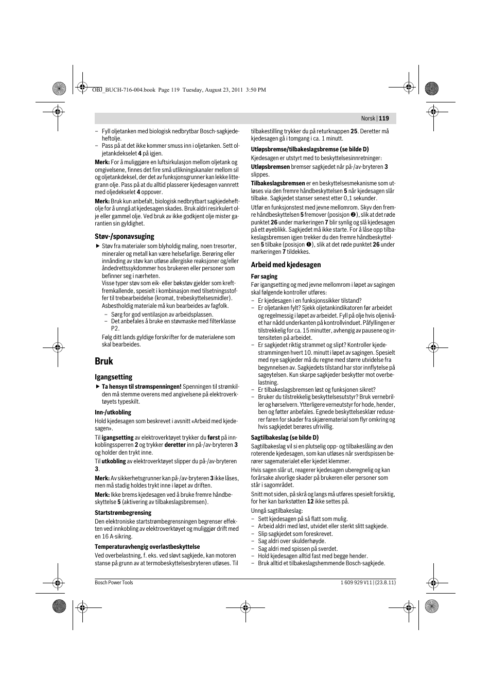 Bruk | Bosch GKE 35 BCE Professional User Manual | Page 119 / 320