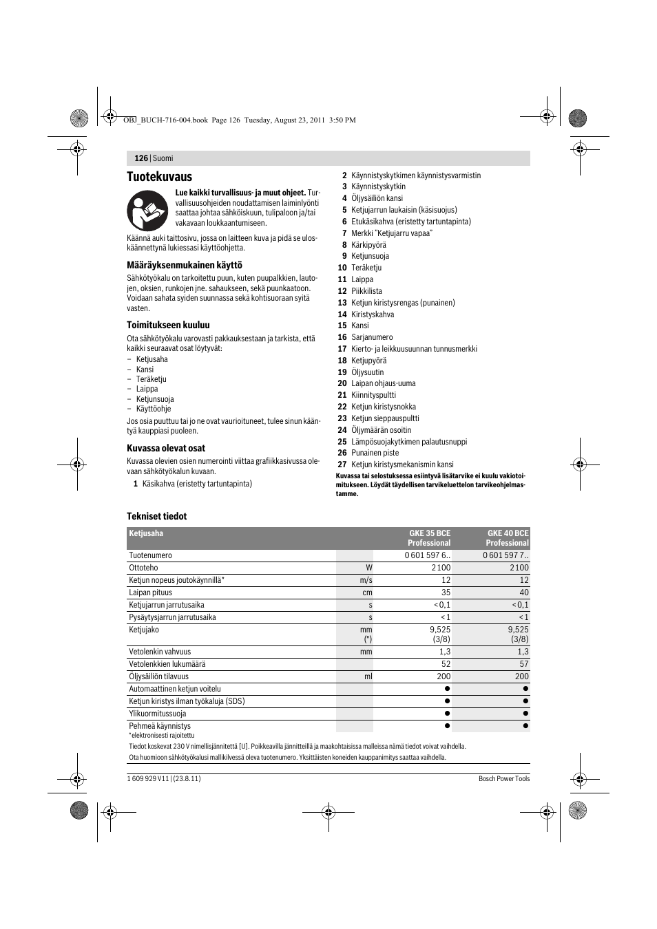 Tuotekuvaus | Bosch GKE 35 BCE Professional User Manual | Page 126 / 320