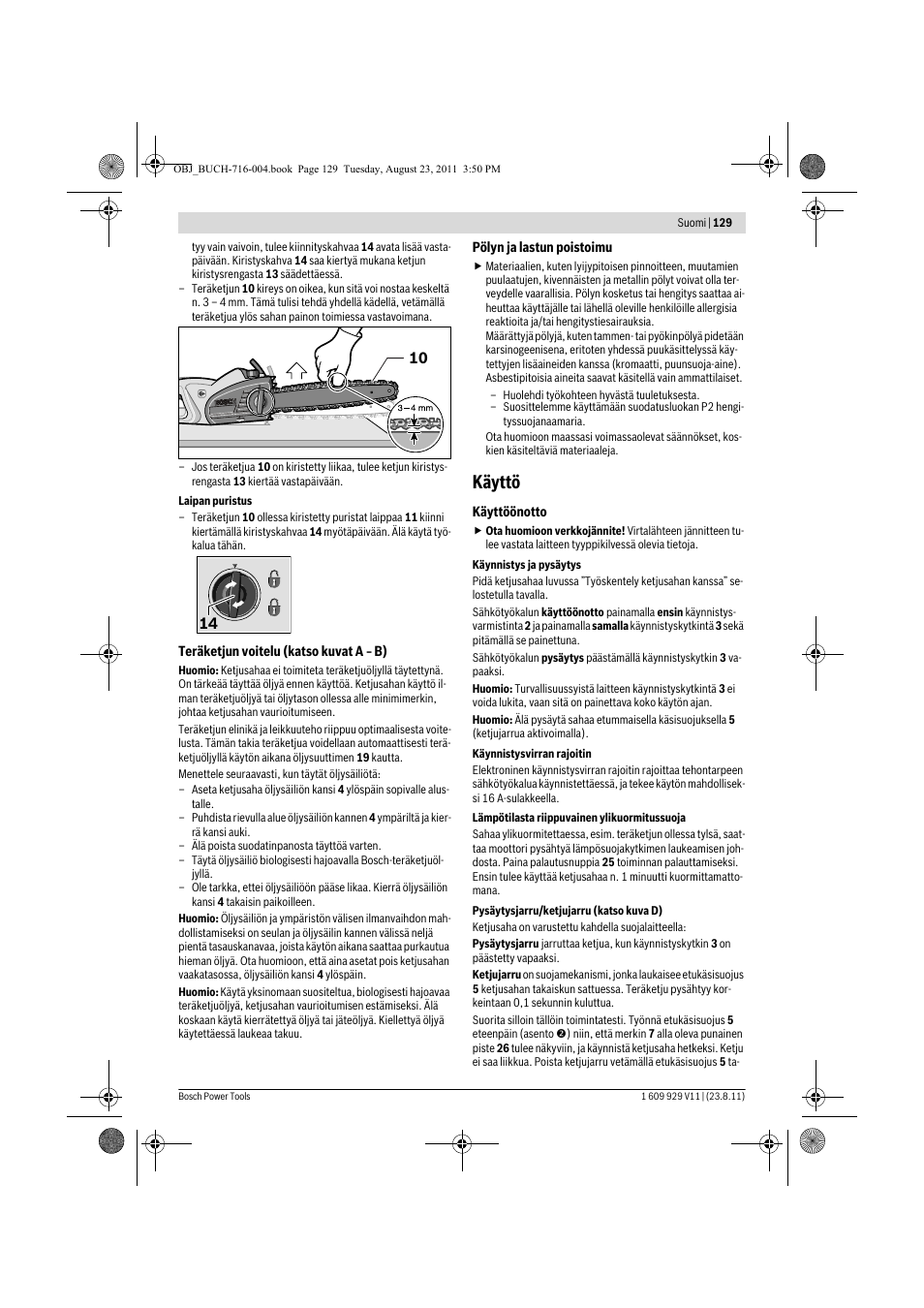 Käyttö | Bosch GKE 35 BCE Professional User Manual | Page 129 / 320
