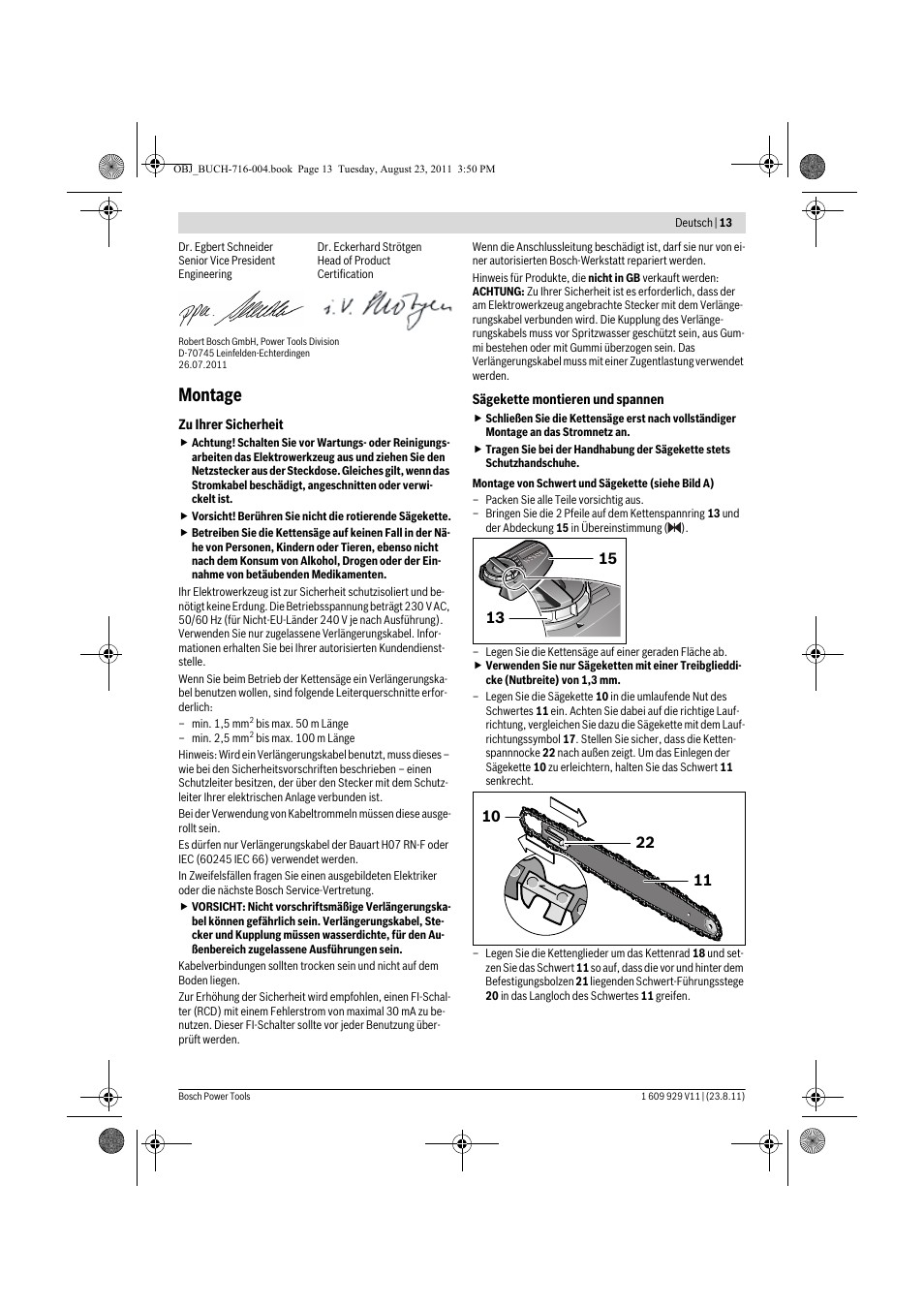 Montage | Bosch GKE 35 BCE Professional User Manual | Page 13 / 320