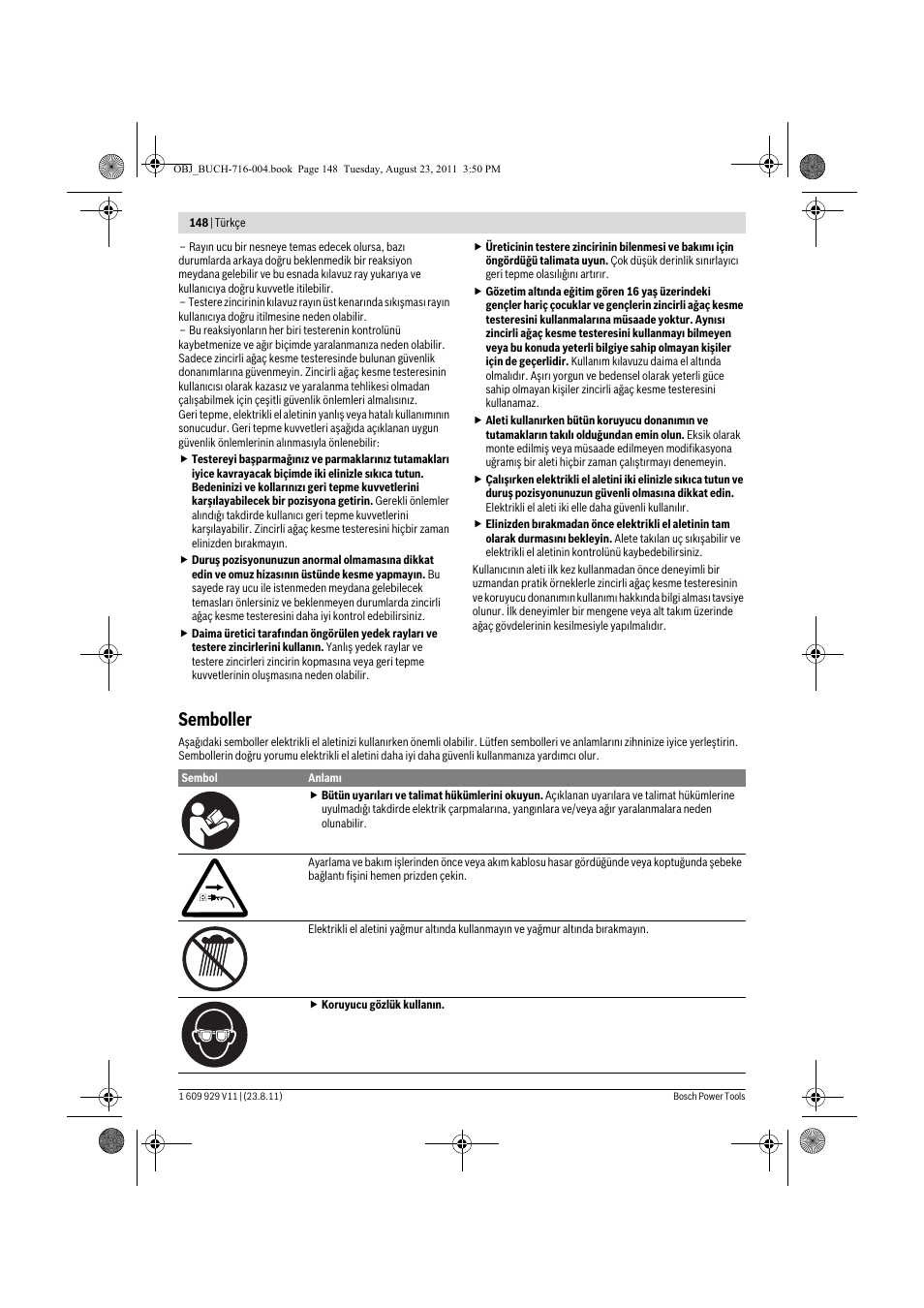 Semboller | Bosch GKE 35 BCE Professional User Manual | Page 148 / 320