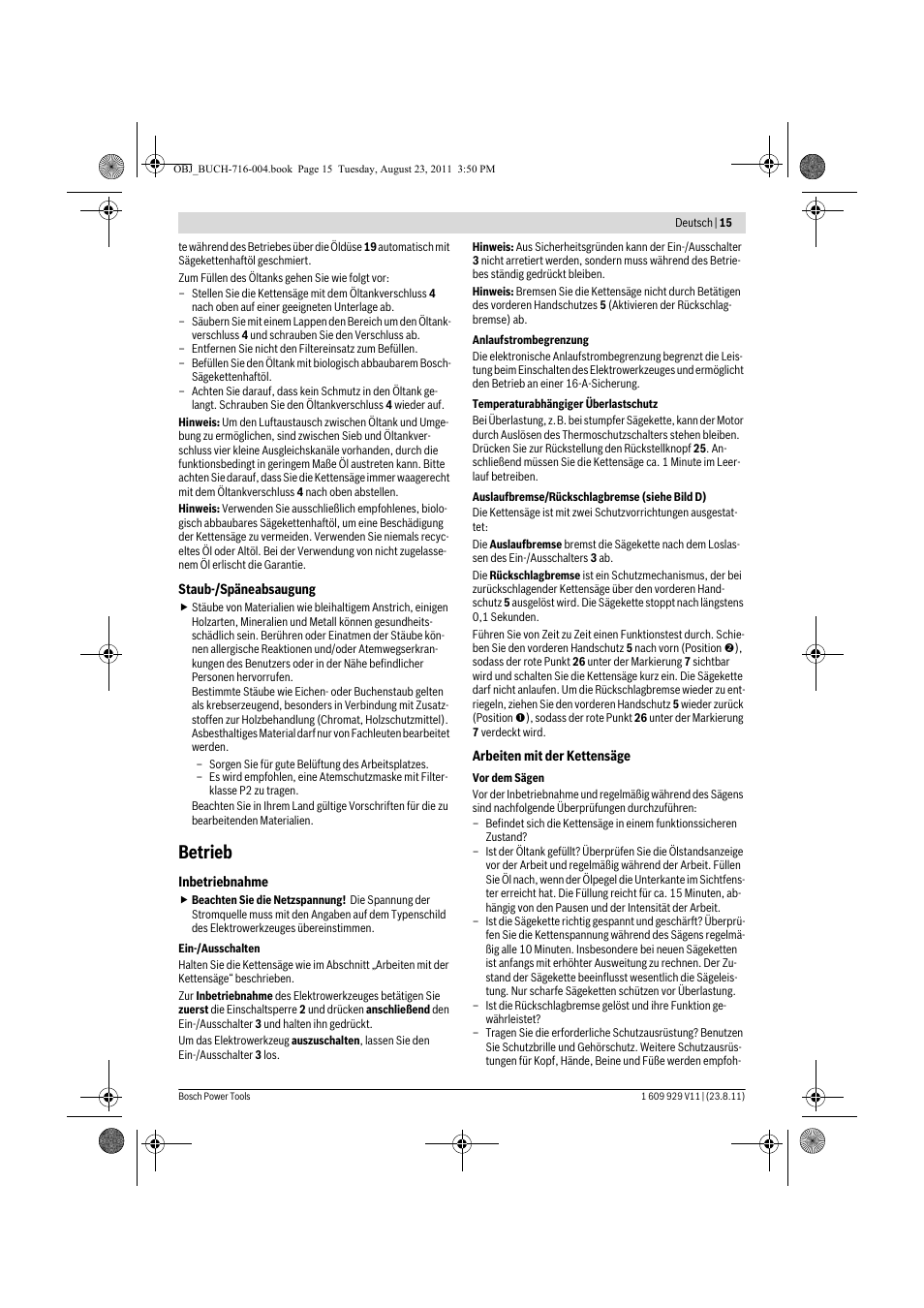 Betrieb | Bosch GKE 35 BCE Professional User Manual | Page 15 / 320