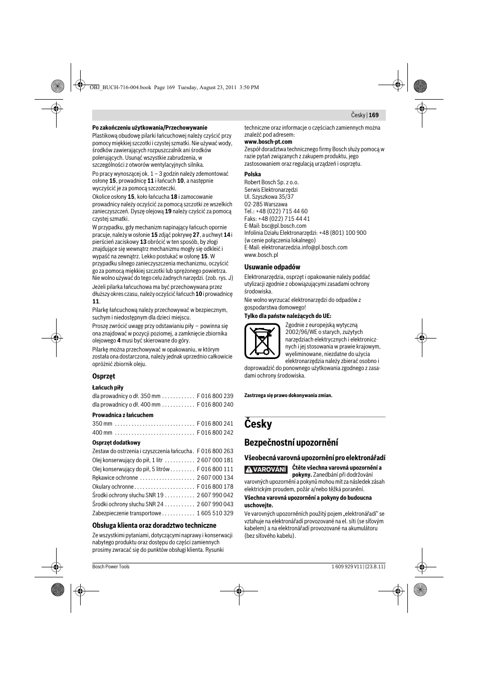 Česky, Bezpečnostní upozornění | Bosch GKE 35 BCE Professional User Manual | Page 169 / 320