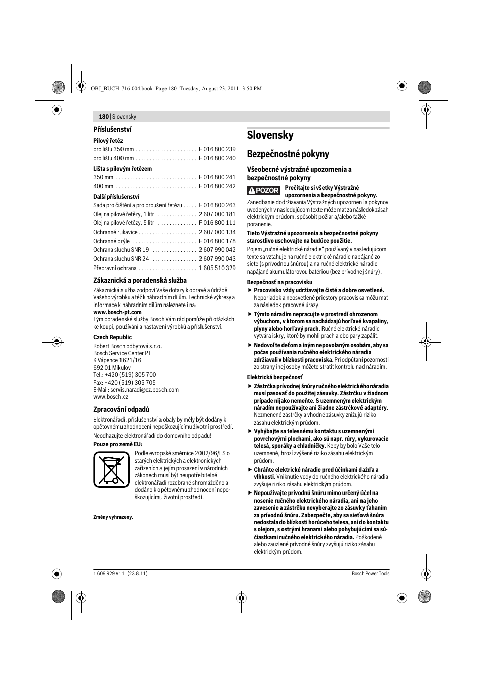 Slovensky, Bezpečnostné pokyny | Bosch GKE 35 BCE Professional User Manual | Page 180 / 320