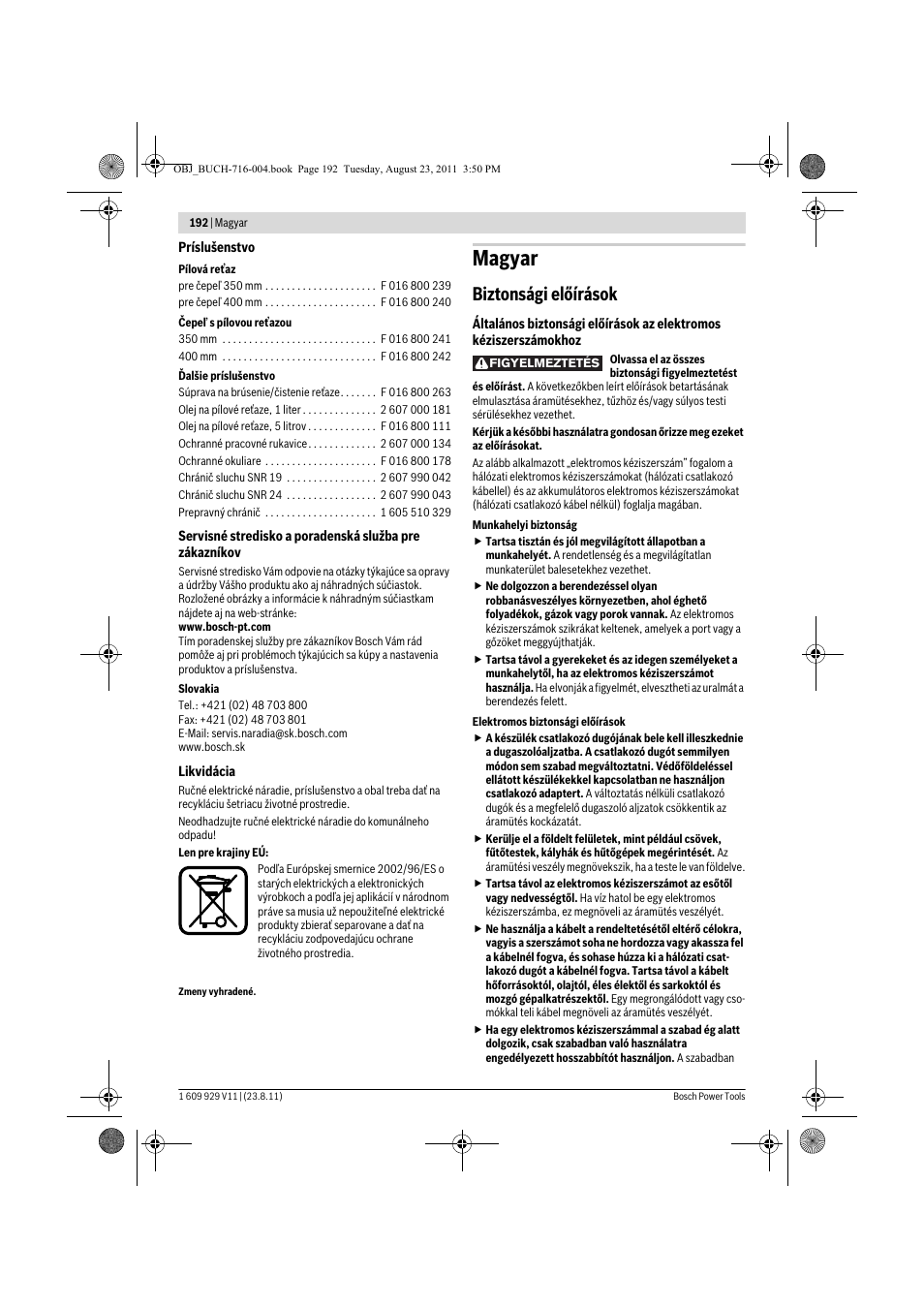 Magyar, Biztonsági előírások | Bosch GKE 35 BCE Professional User Manual | Page 192 / 320