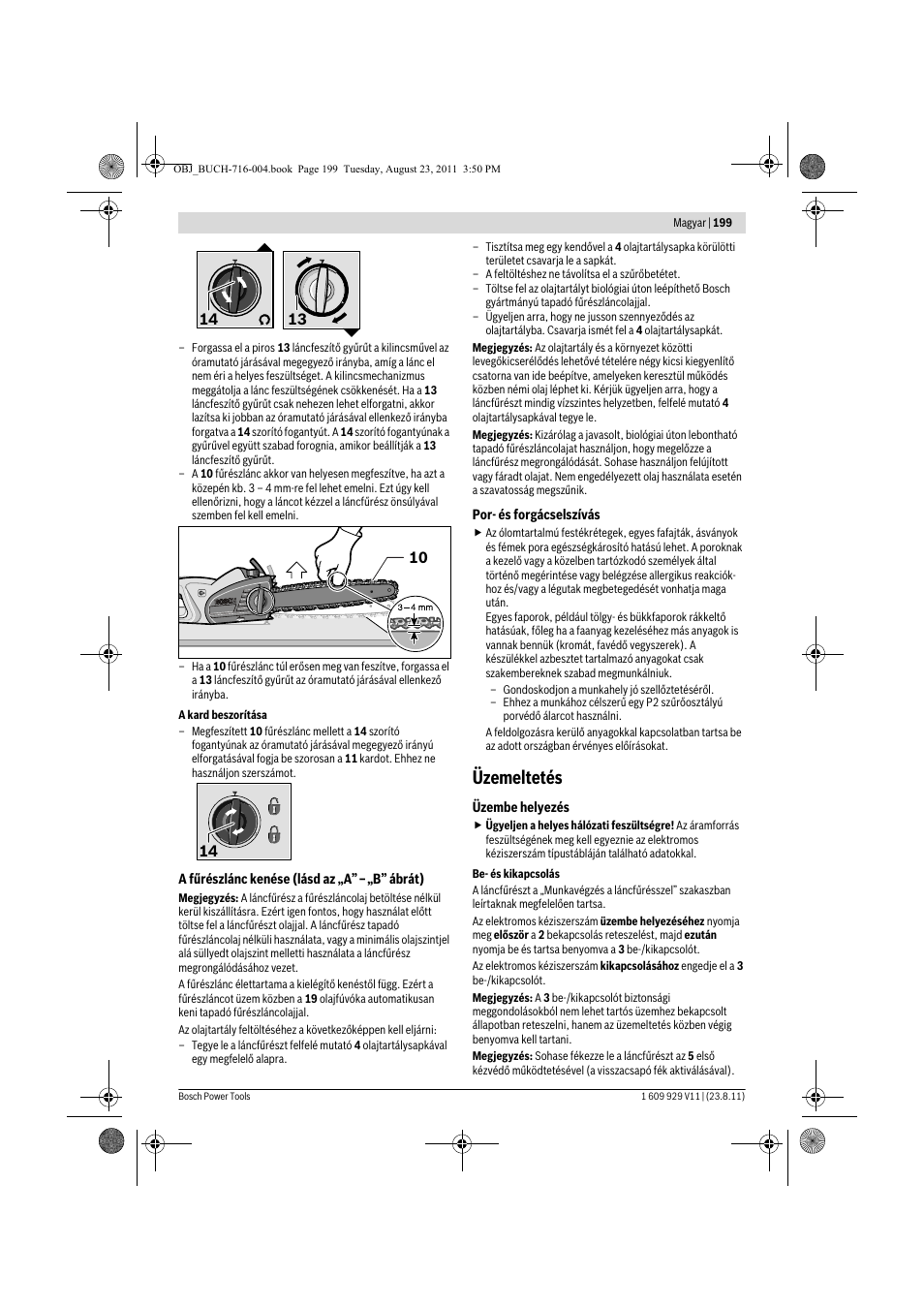 Üzemeltetés | Bosch GKE 35 BCE Professional User Manual | Page 199 / 320