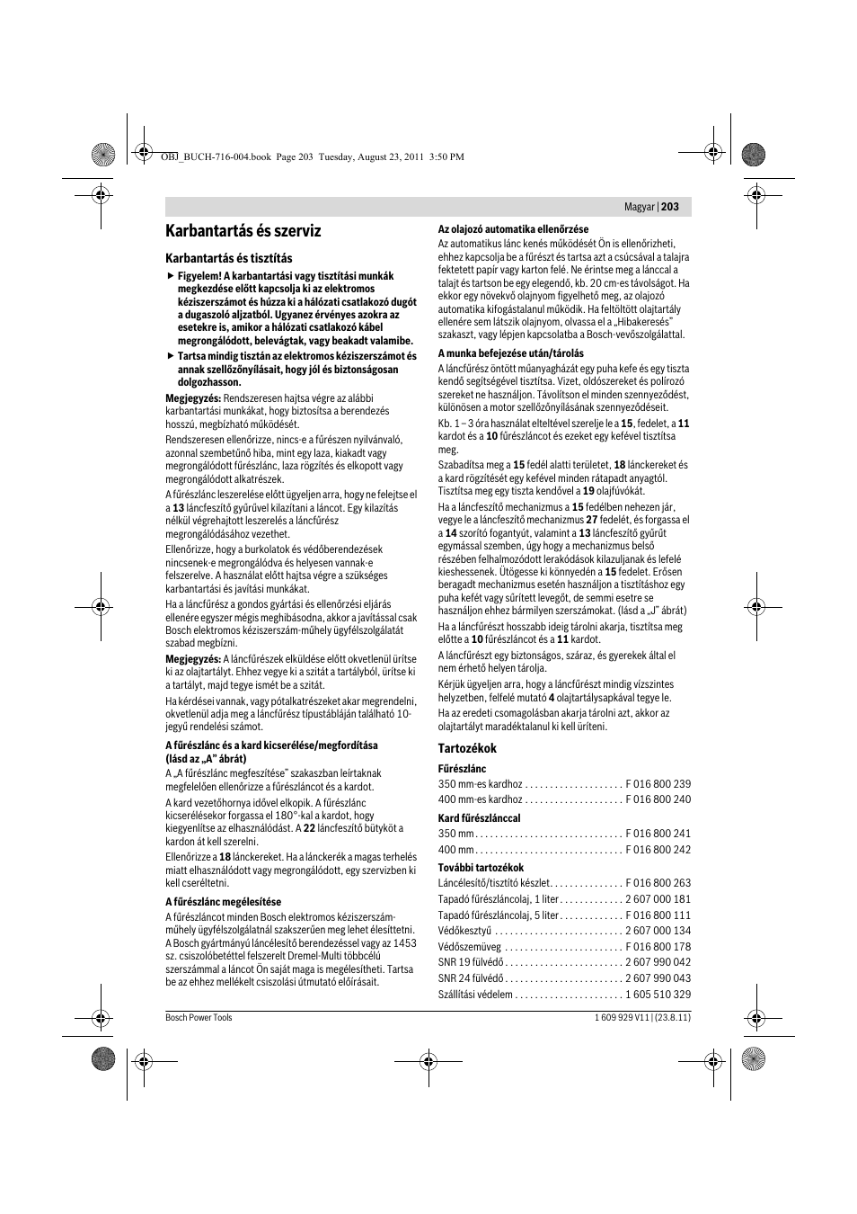 Karbantartás és szerviz | Bosch GKE 35 BCE Professional User Manual | Page 203 / 320