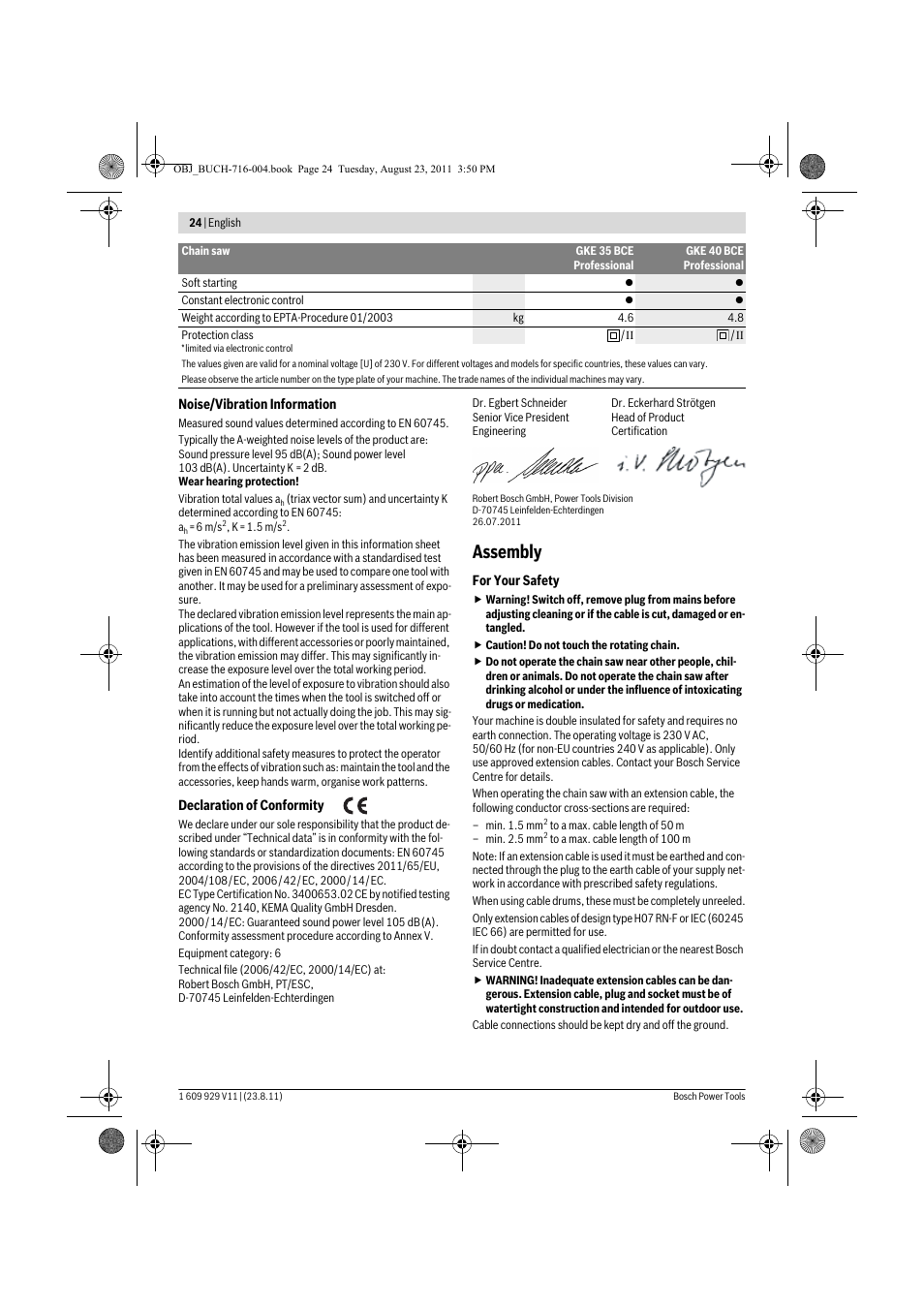 Assembly | Bosch GKE 35 BCE Professional User Manual | Page 24 / 320