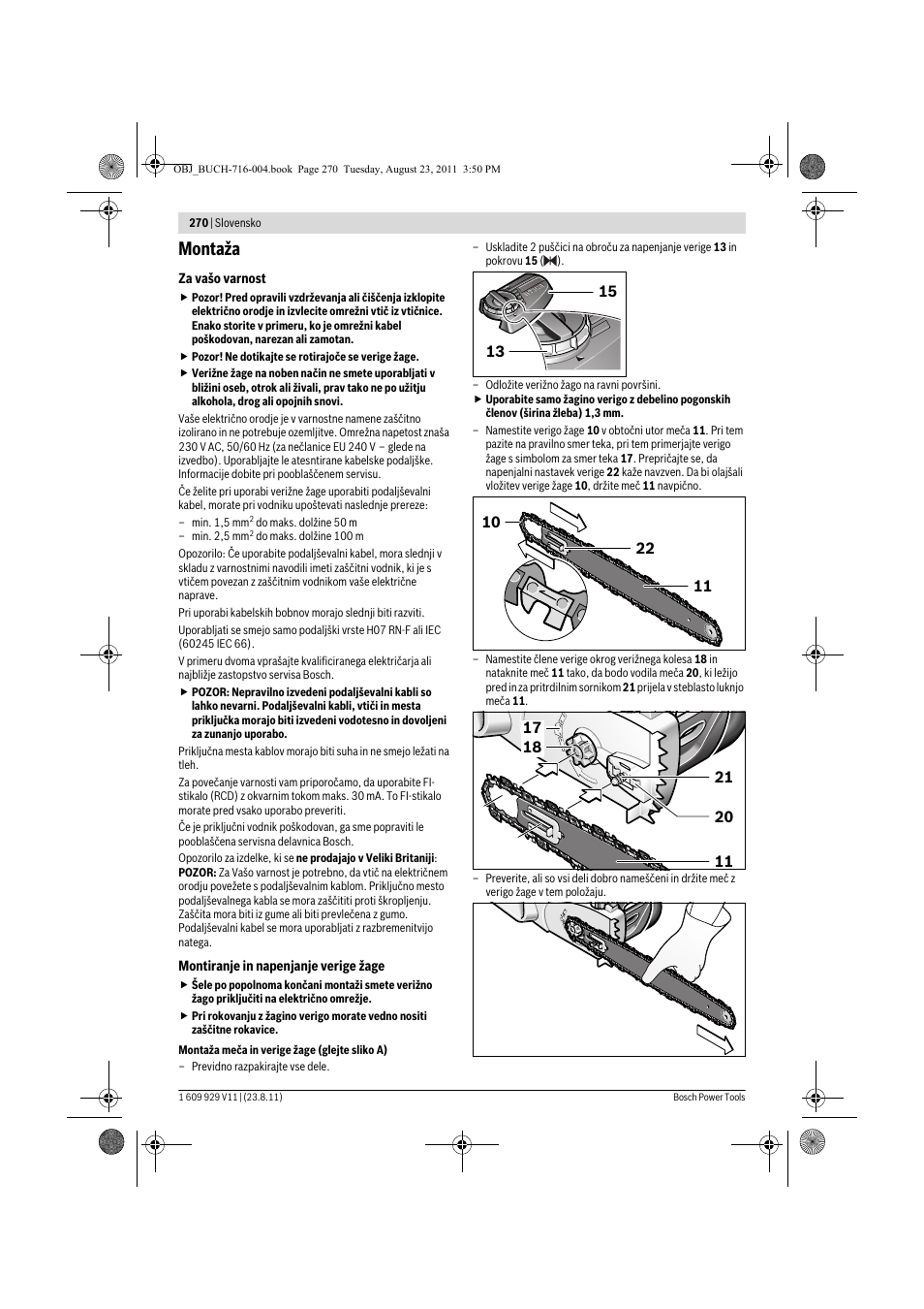 Montaža | Bosch GKE 35 BCE Professional User Manual | Page 270 / 320
