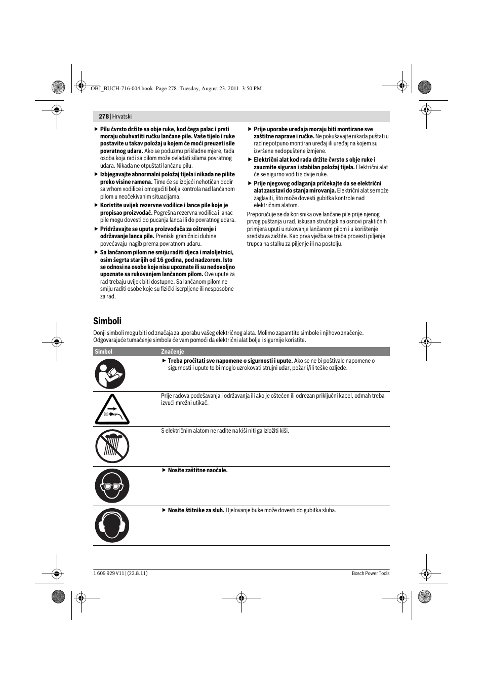 Simboli | Bosch GKE 35 BCE Professional User Manual | Page 278 / 320