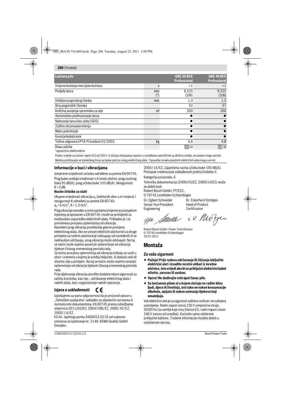 Montaža | Bosch GKE 35 BCE Professional User Manual | Page 280 / 320