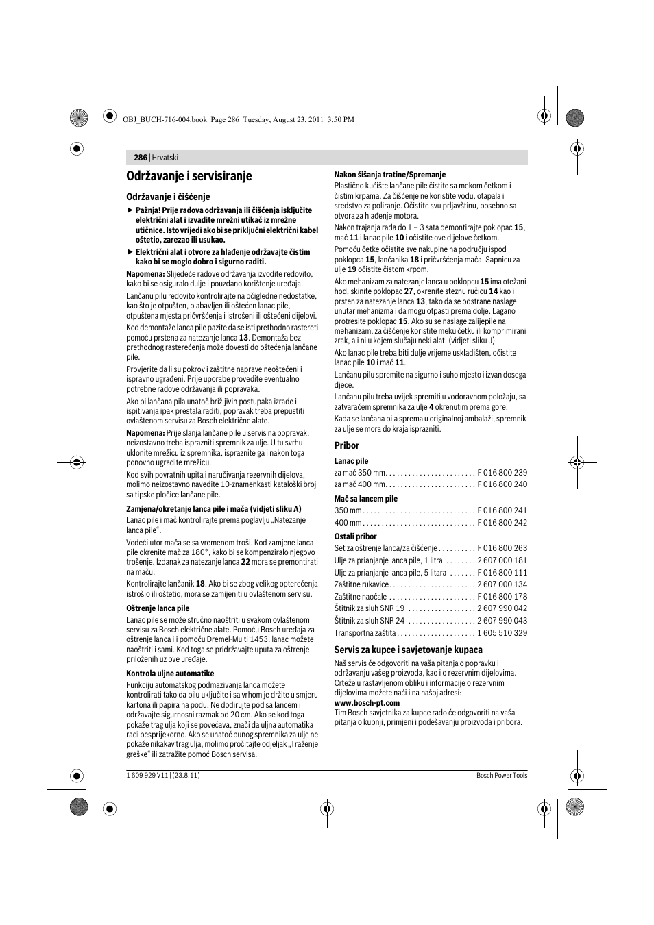 Održavanje i servisiranje | Bosch GKE 35 BCE Professional User Manual | Page 286 / 320