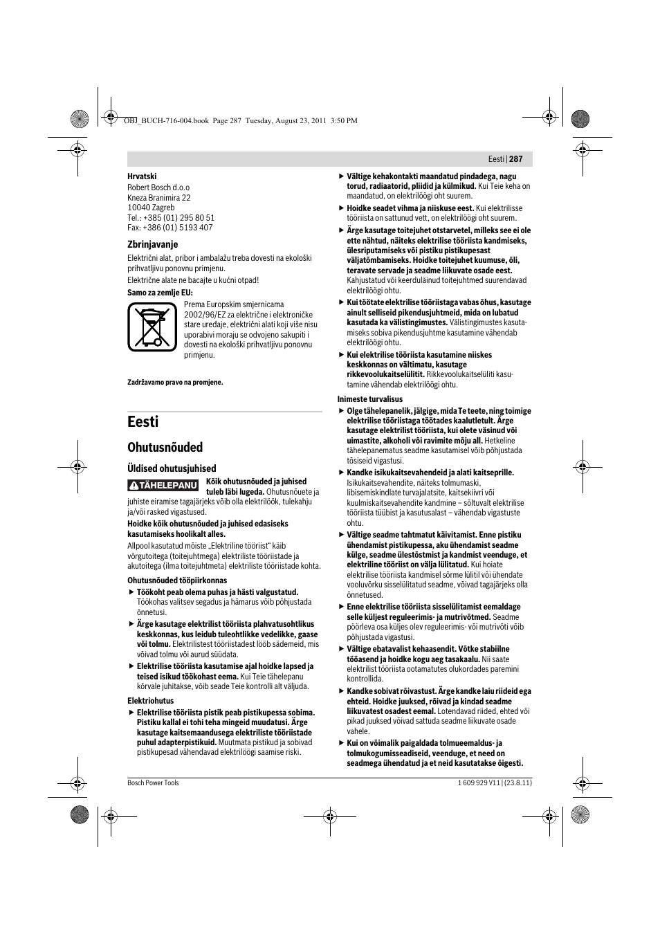Eesti, Ohutusnõuded | Bosch GKE 35 BCE Professional User Manual | Page 287 / 320