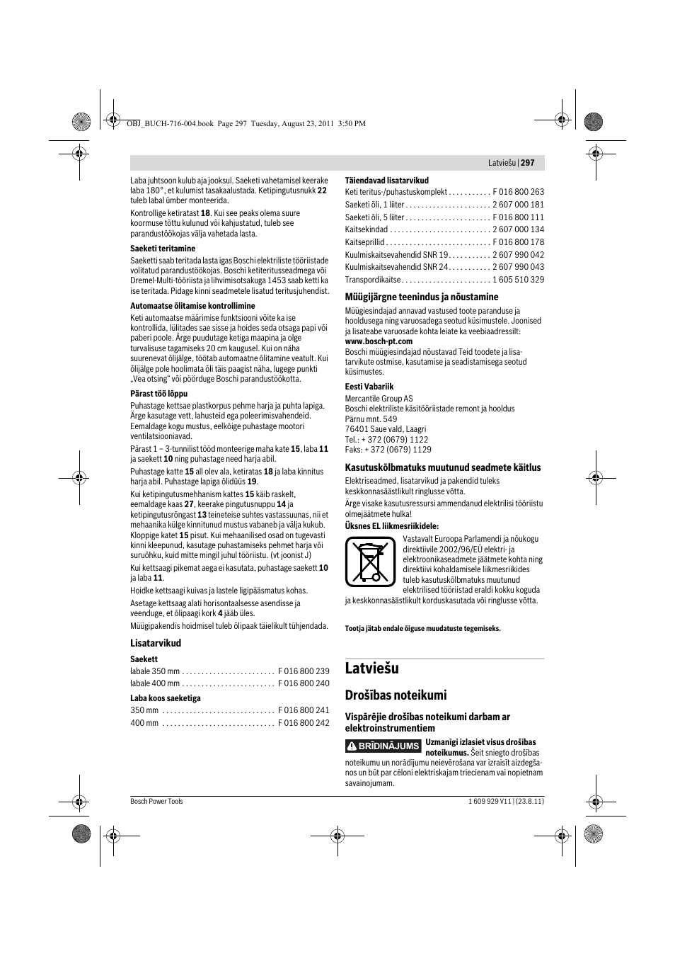 Latviešu | Bosch GKE 35 BCE Professional User Manual | Page 297 / 320