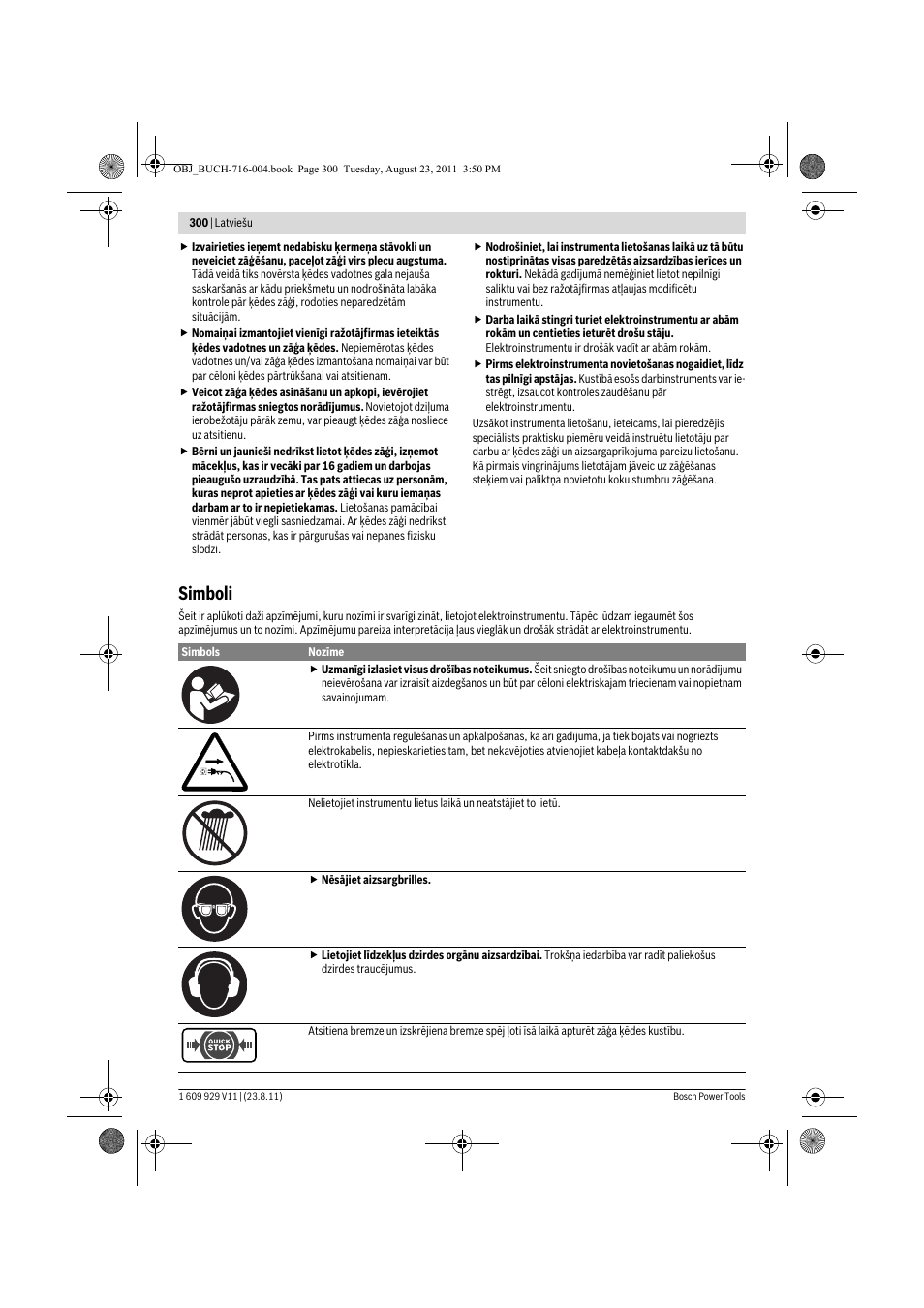 Simboli | Bosch GKE 35 BCE Professional User Manual | Page 300 / 320