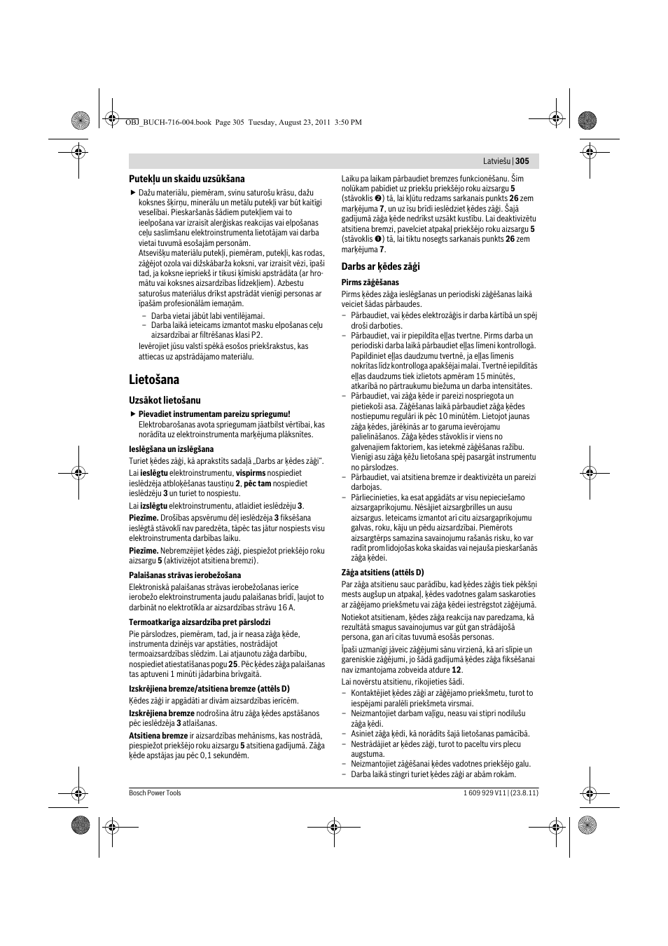 Lietošana | Bosch GKE 35 BCE Professional User Manual | Page 305 / 320