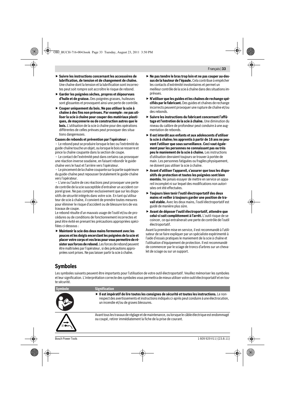Symboles | Bosch GKE 35 BCE Professional User Manual | Page 33 / 320