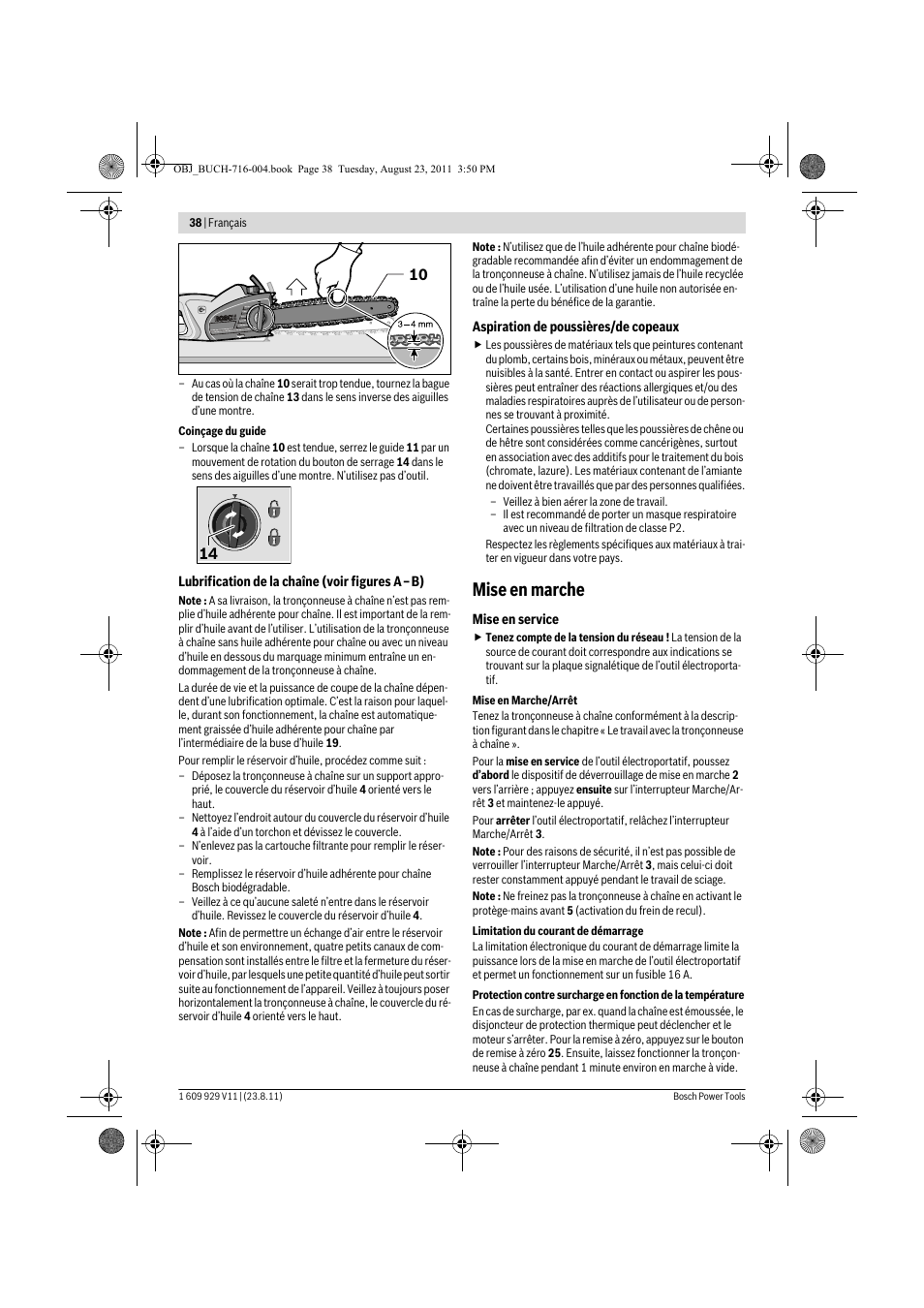 Mise en marche | Bosch GKE 35 BCE Professional User Manual | Page 38 / 320