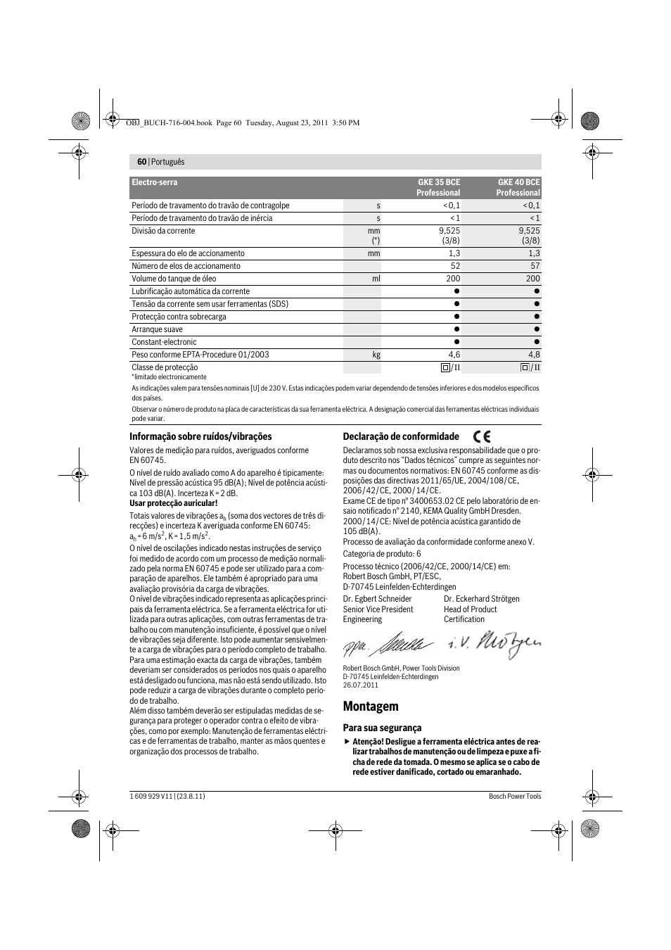 Montagem | Bosch GKE 35 BCE Professional User Manual | Page 60 / 320