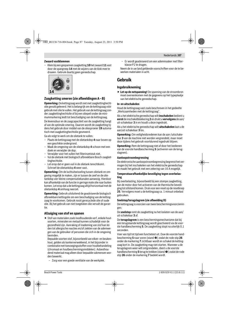 Gebruik | Bosch GKE 35 BCE Professional User Manual | Page 87 / 320
