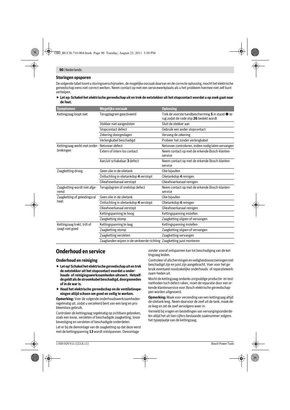 Onderhoud en service | Bosch GKE 35 BCE Professional User Manual | Page 90 / 320