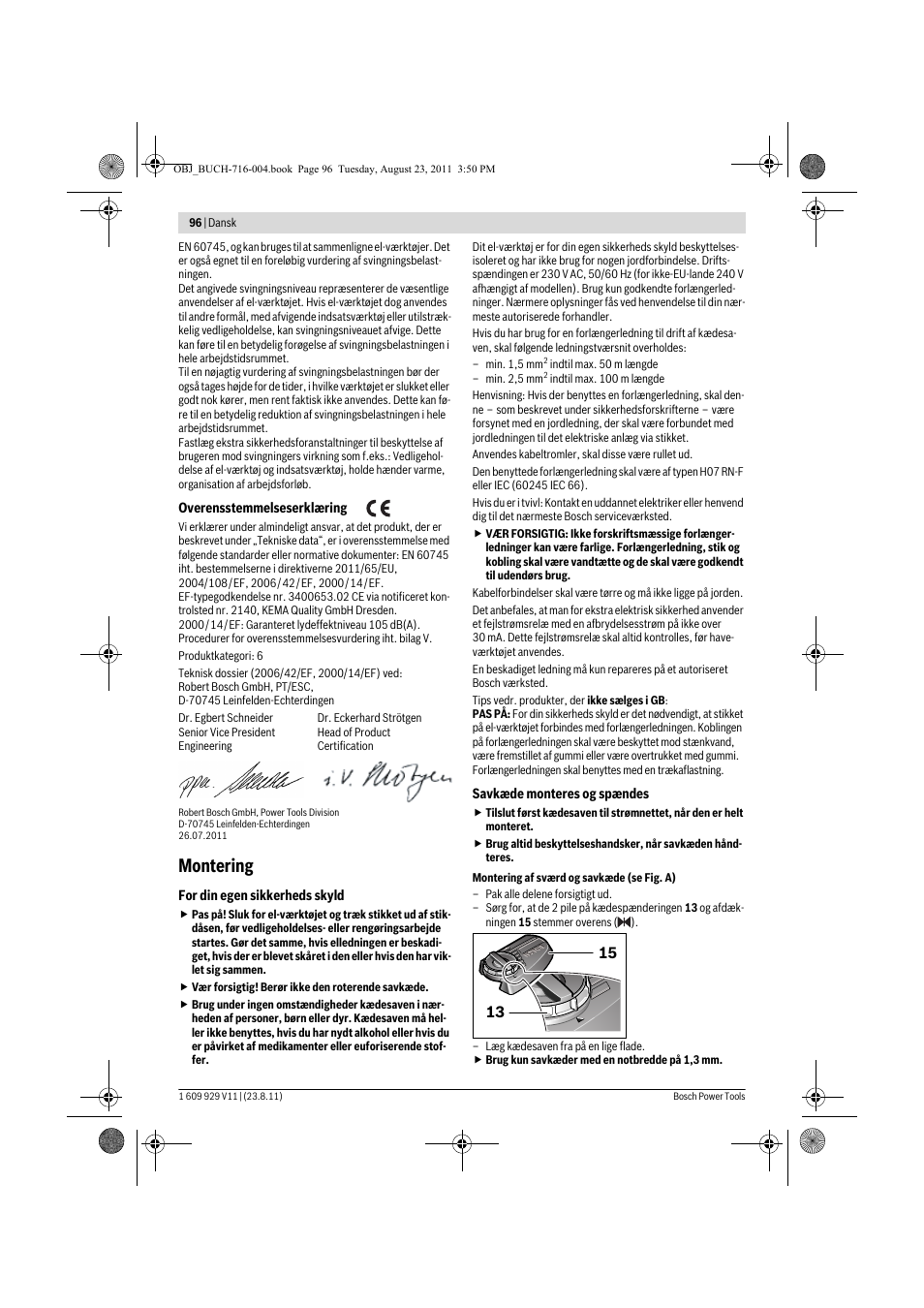Montering | Bosch GKE 35 BCE Professional User Manual | Page 96 / 320