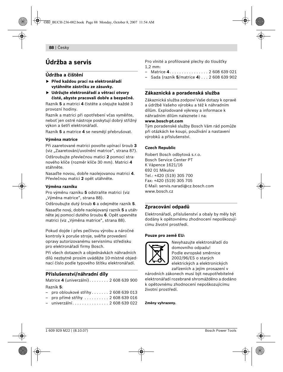 Údržba a servis | Bosch GNA 2,0 Professional User Manual | Page 88 / 159