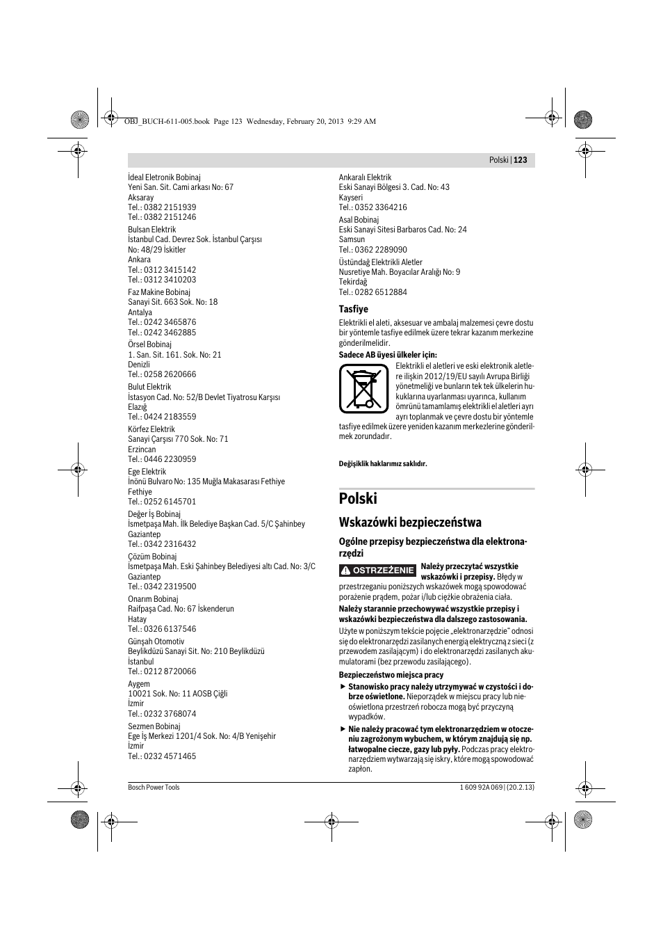 Polski, Wskazówki bezpieczeństwa | Bosch GWS 14-125 Inox Professional User Manual | Page 122 / 270