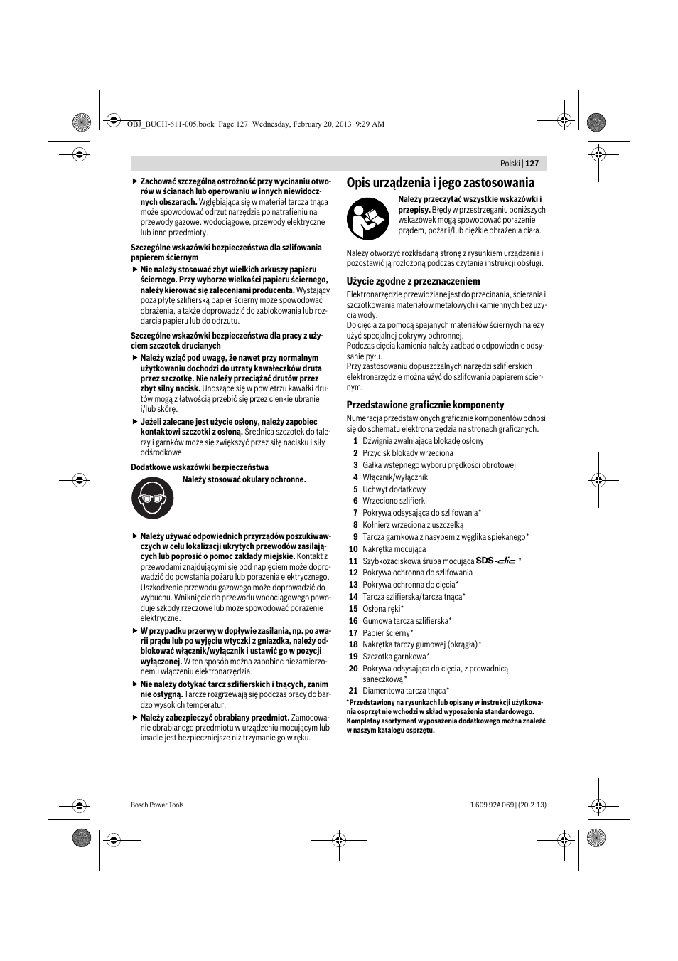 Opis urządzenia i jego zastosowania | Bosch GWS 14-125 Inox Professional User Manual | Page 126 / 270