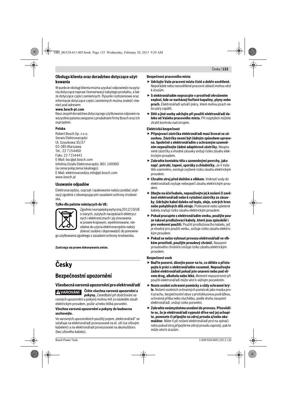 Česky, Bezpečnostní upozornění | Bosch GWS 14-125 Inox Professional User Manual | Page 132 / 270