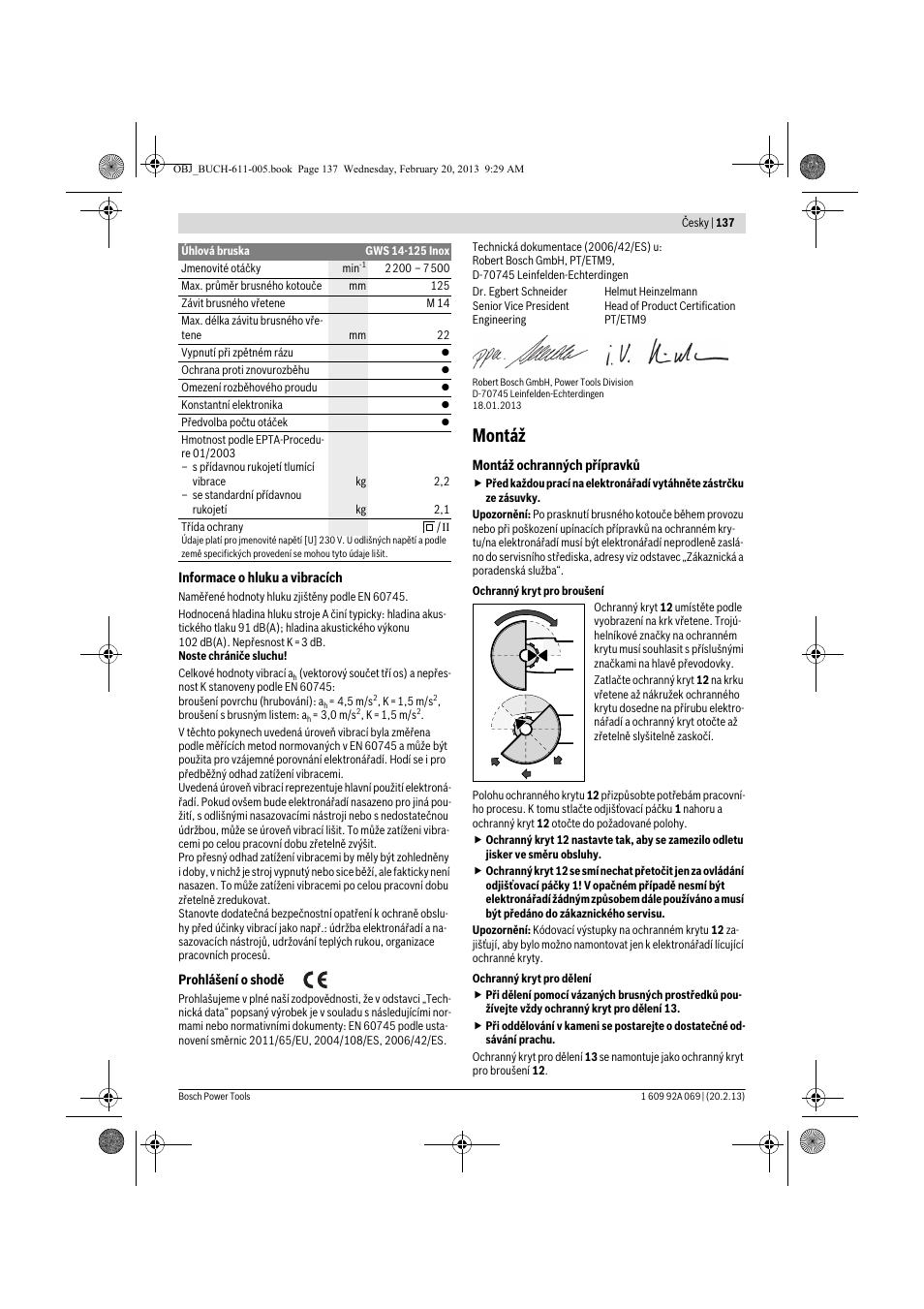 Montáž | Bosch GWS 14-125 Inox Professional User Manual | Page 136 / 270