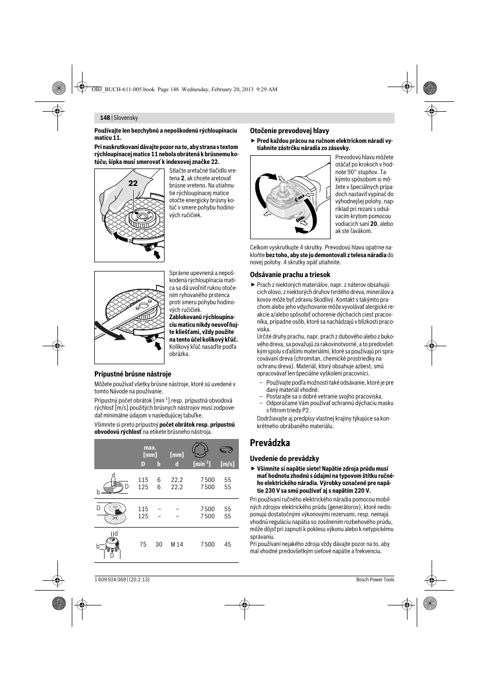 Prevádzka | Bosch GWS 14-125 Inox Professional User Manual | Page 147 / 270