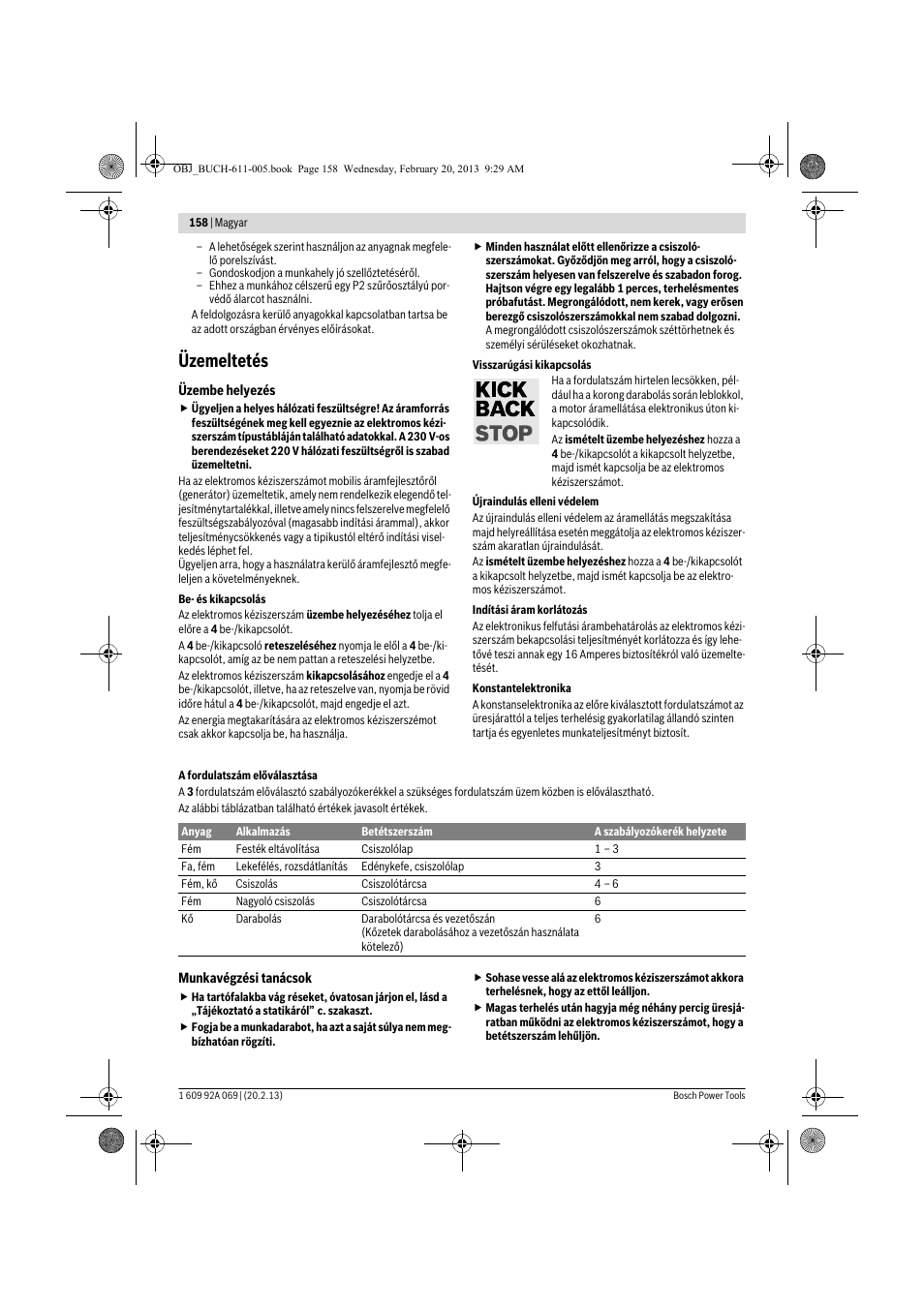 Üzemeltetés | Bosch GWS 14-125 Inox Professional User Manual | Page 157 / 270