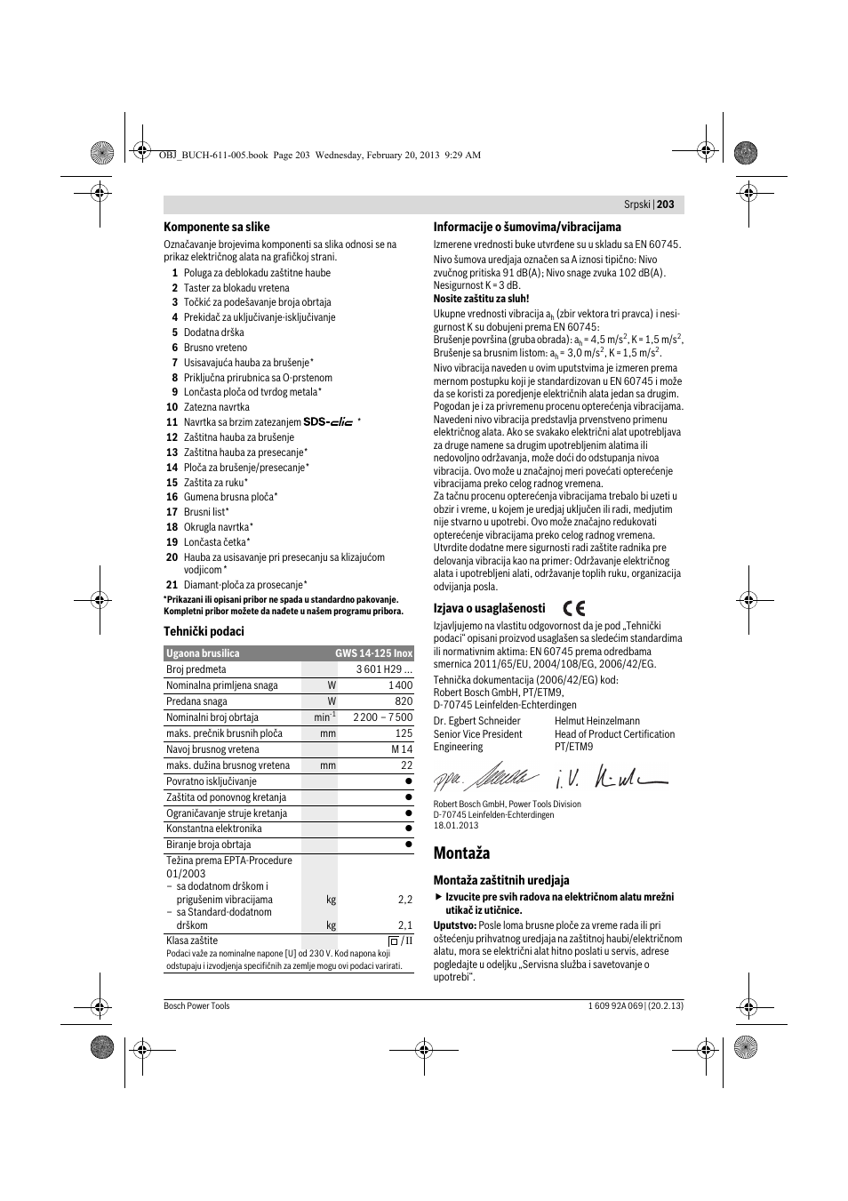 Montaža | Bosch GWS 14-125 Inox Professional User Manual | Page 202 / 270